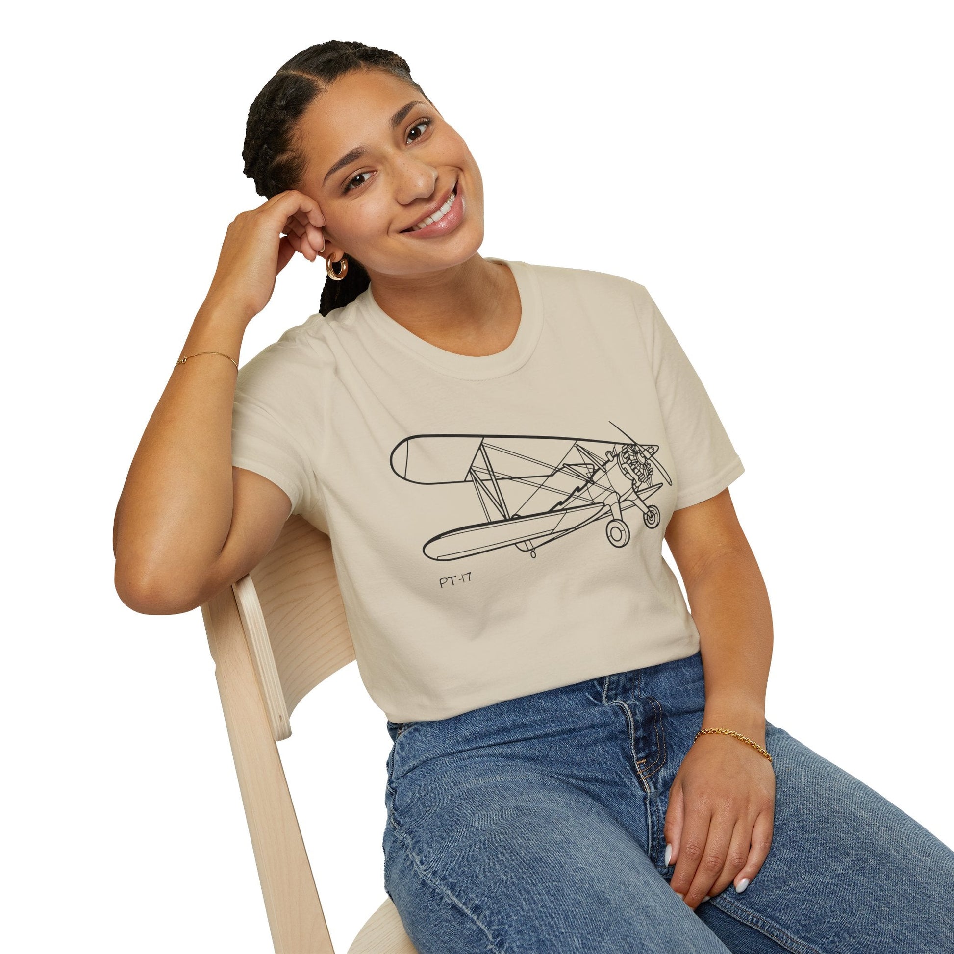 PT-17 Parked View T-Shirt – Stearman Ground Display Aviation Tee - Pilot gifts - WWII warbird t-shirt