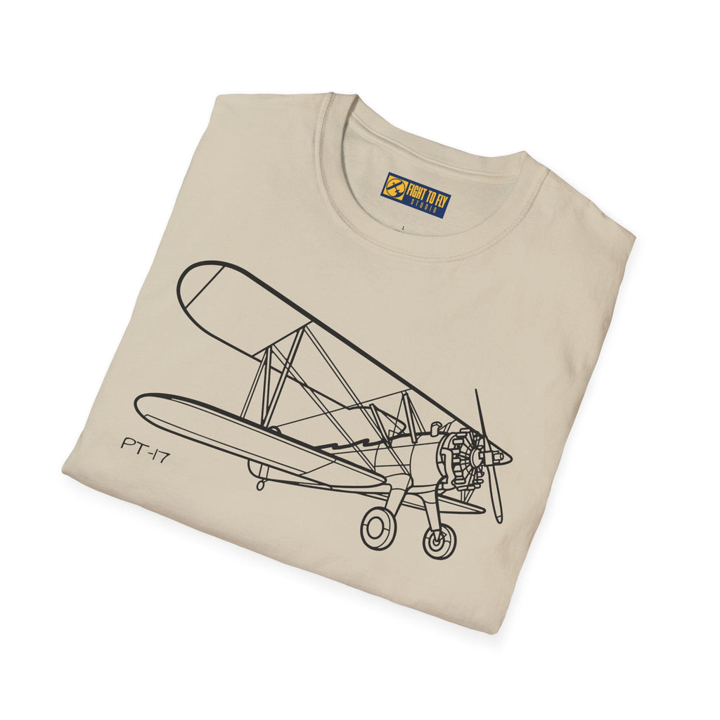 PT-17 Parked View T-Shirt – Stearman Ground Display Aviation Tee - Pilot gifts - WWII warbird t-shirt