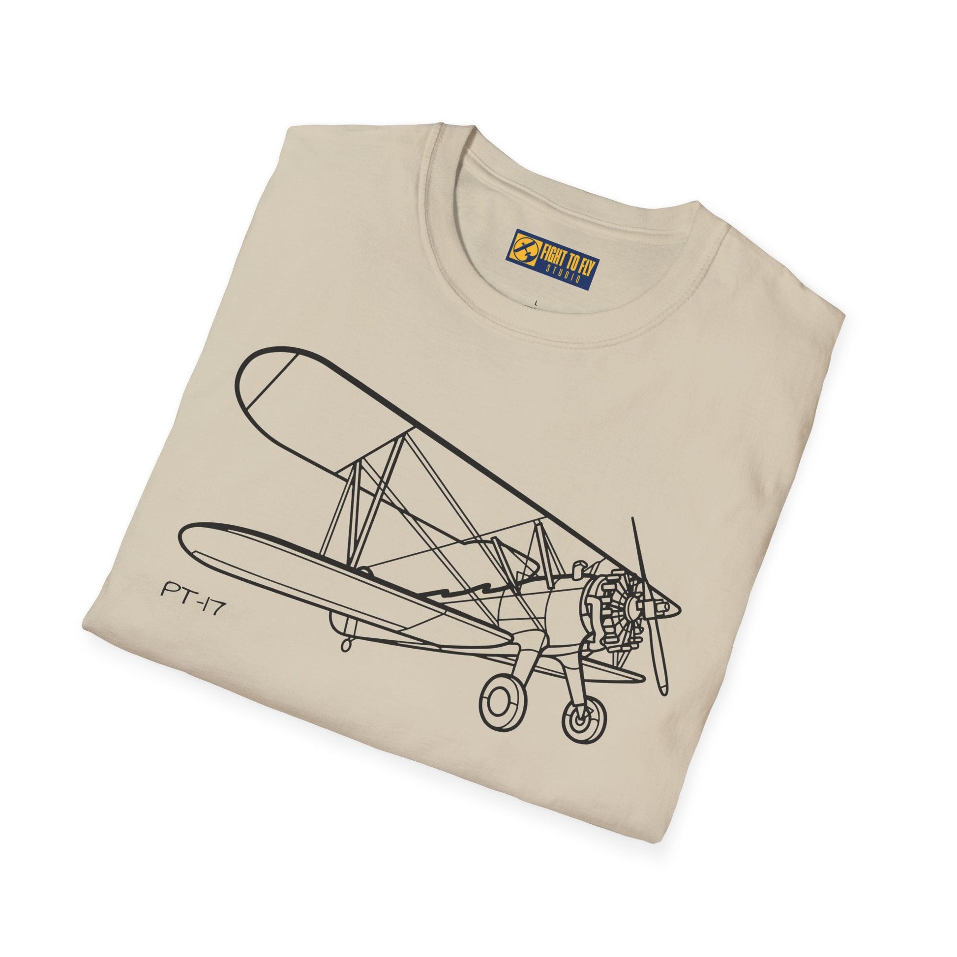 PT-17 Parked View T-Shirt – Stearman Ground Display Aviation Tee - Pilot gifts - WWII warbird t-shirt