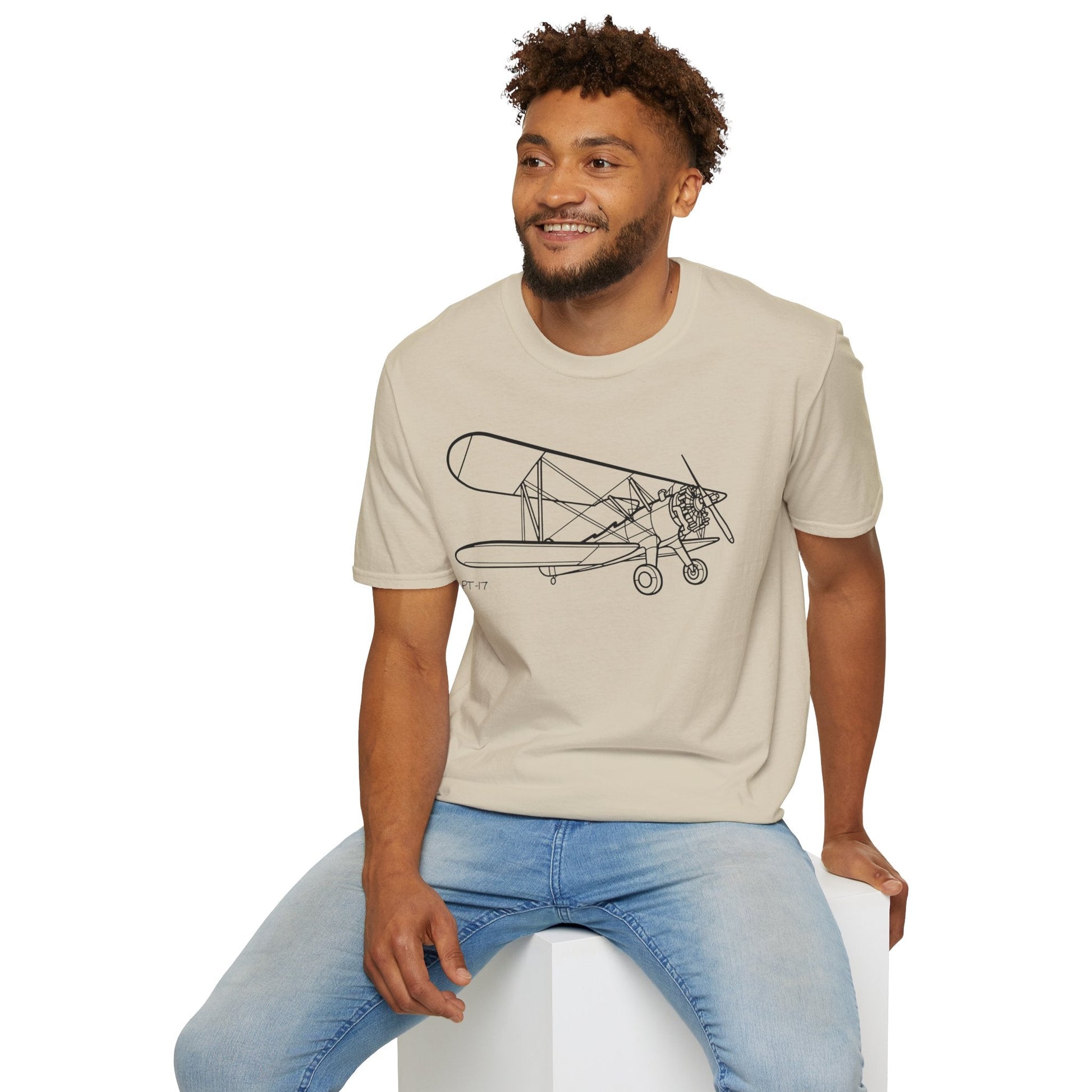 PT-17 Parked View T-Shirt – Stearman Ground Display Aviation Tee - Pilot gifts - WWII warbird t-shirt