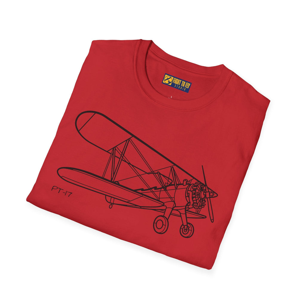 PT-17 Parked View T-Shirt – Stearman Ground Display Aviation Tee - Pilot gifts - WWII warbird t-shirt