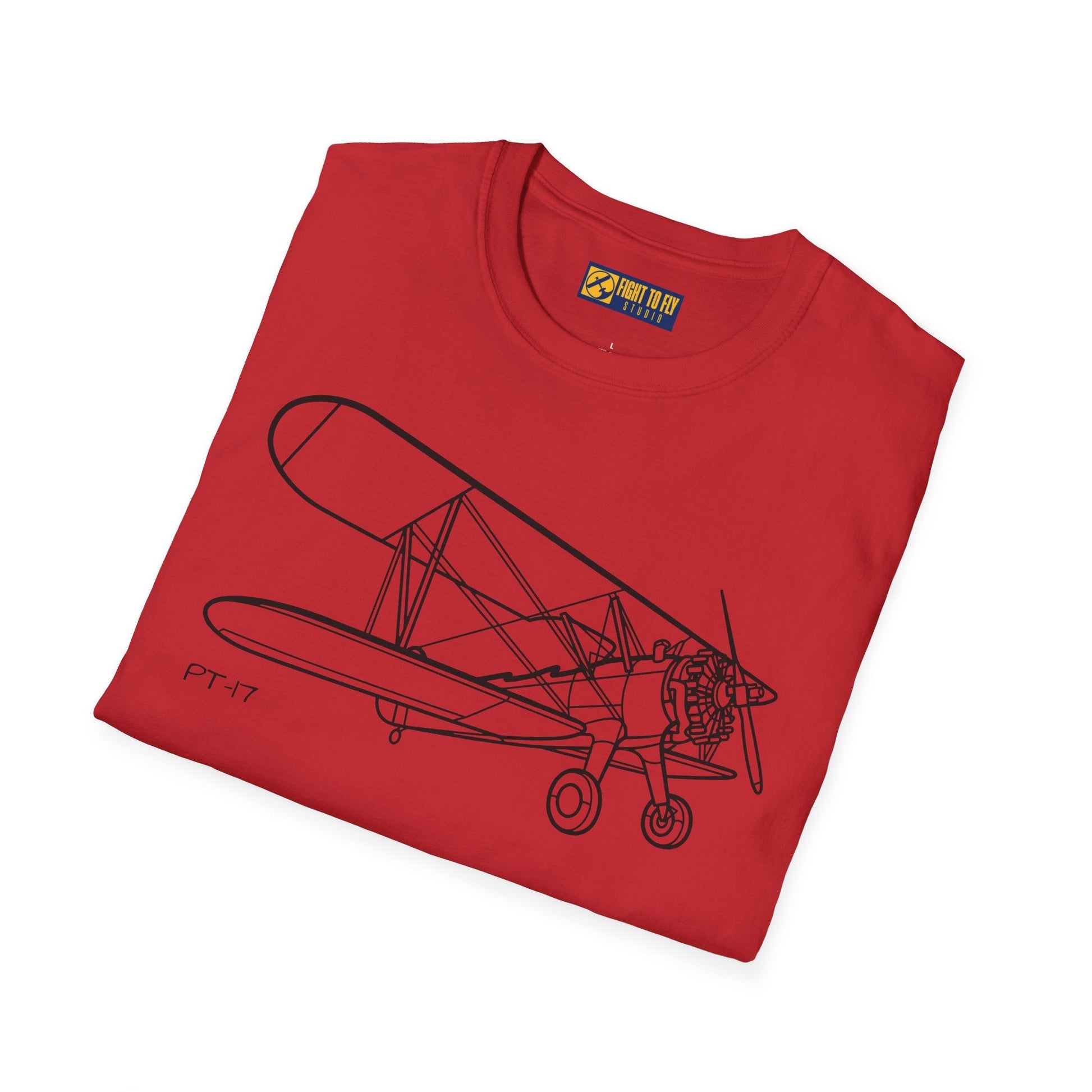 PT-17 Parked View T-Shirt – Stearman Ground Display Aviation Tee - Pilot gifts - WWII warbird t-shirt