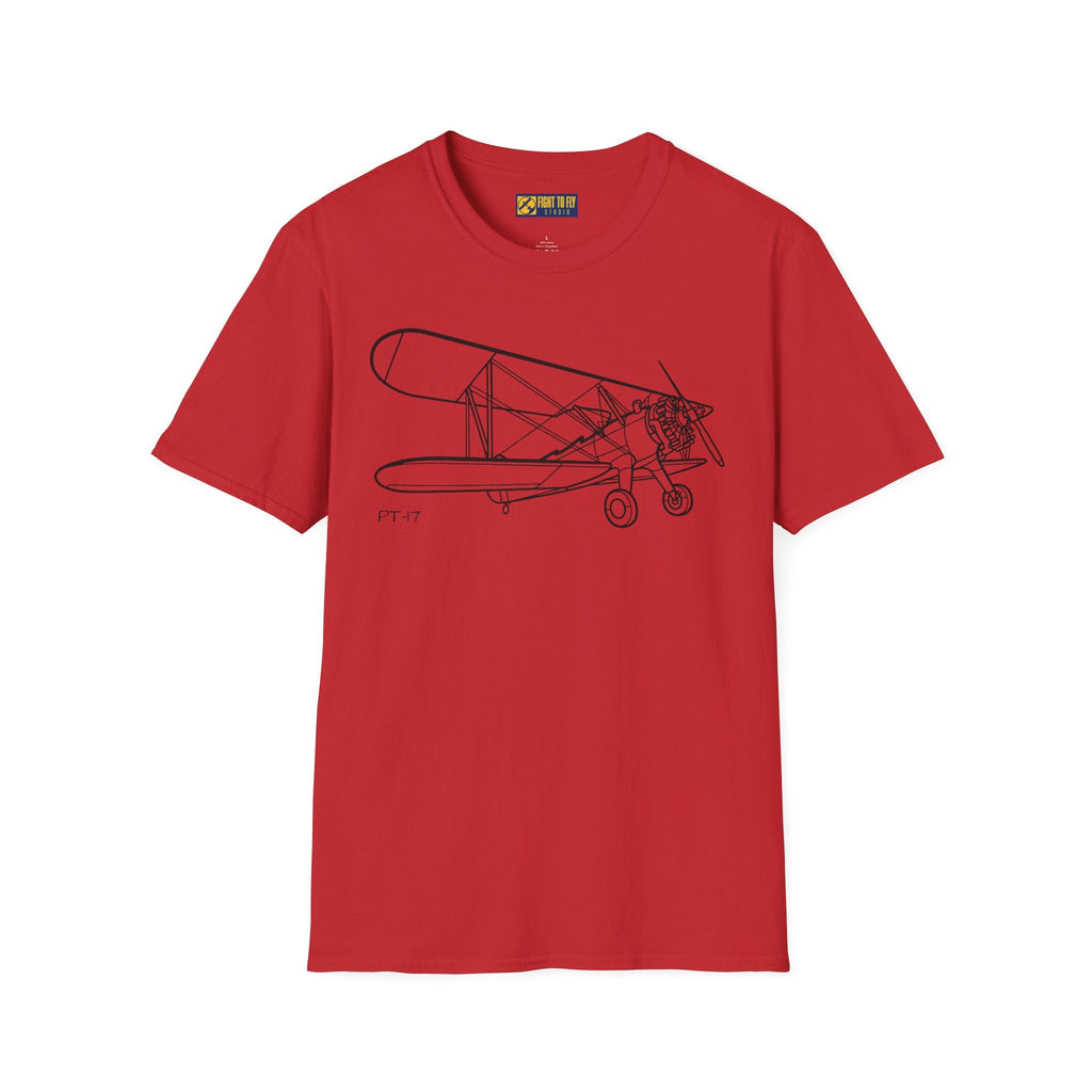 PT-17 Parked View T-Shirt – Stearman Ground Display Aviation Tee - Pilot gifts - WWII warbird t-shirt