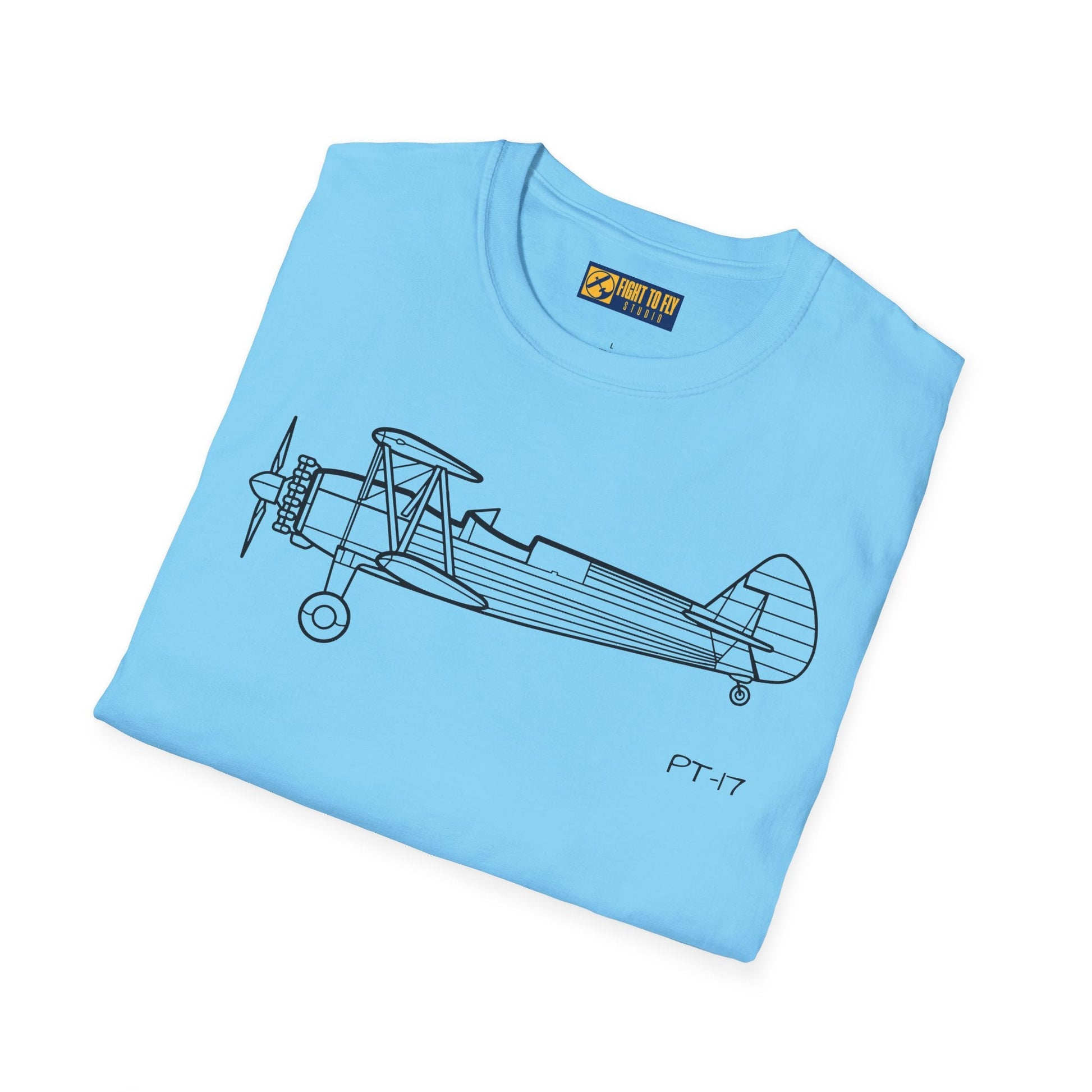 PT-17 Side View T-Shirt – Stearman WWII Trainer Biplane Tee - Pilot gifts - warbird t-shirt