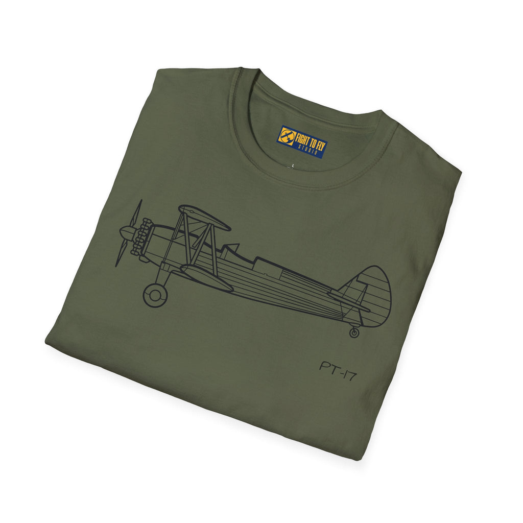 PT-17 Side View T-Shirt – Stearman WWII Trainer Biplane Tee - Pilot gifts - warbird t-shirt