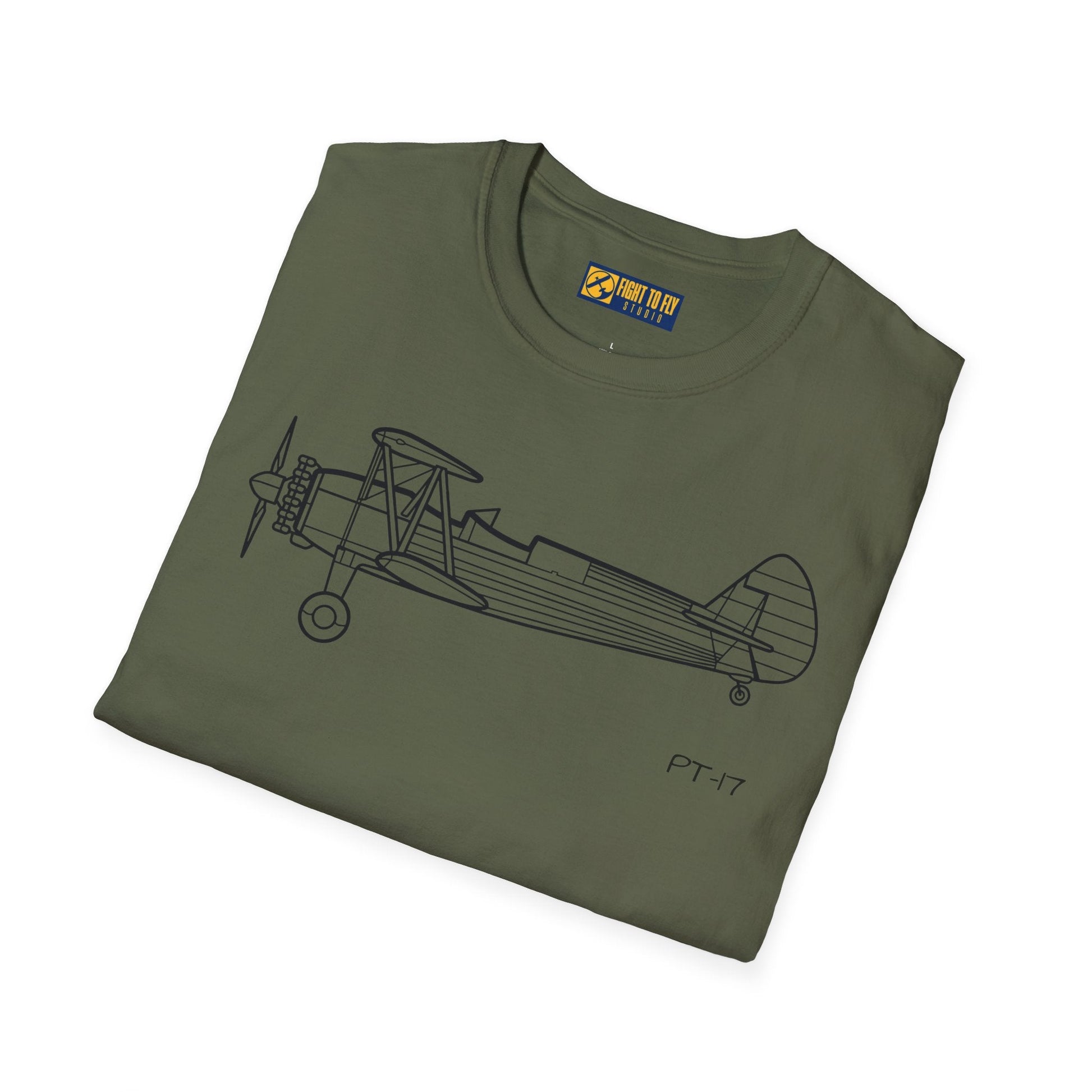 PT-17 Side View T-Shirt – Stearman WWII Trainer Biplane Tee - Pilot gifts - warbird t-shirt