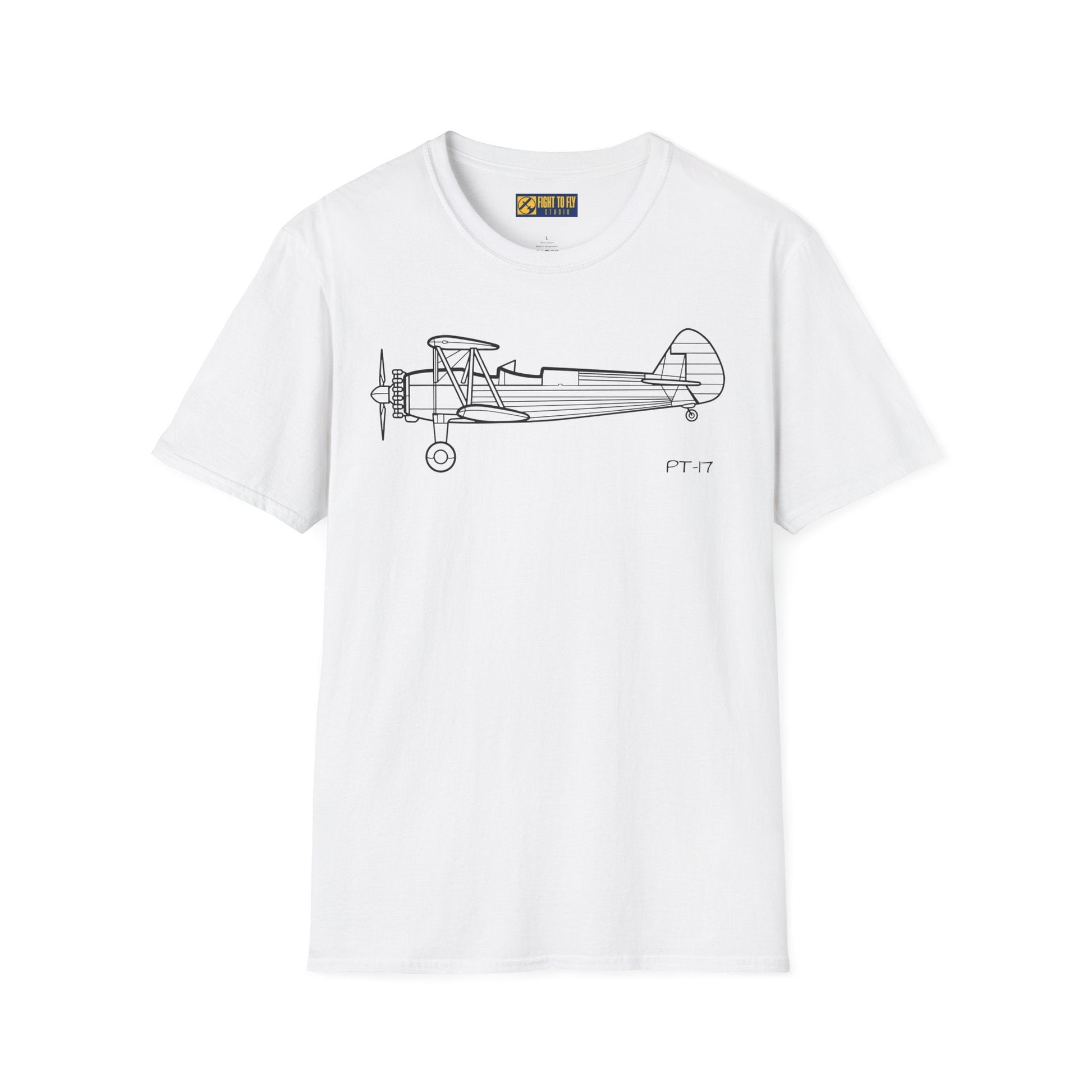PT-17 Side View T-Shirt – Stearman WWII Trainer Biplane Tee - Pilot gifts - warbird t-shirt