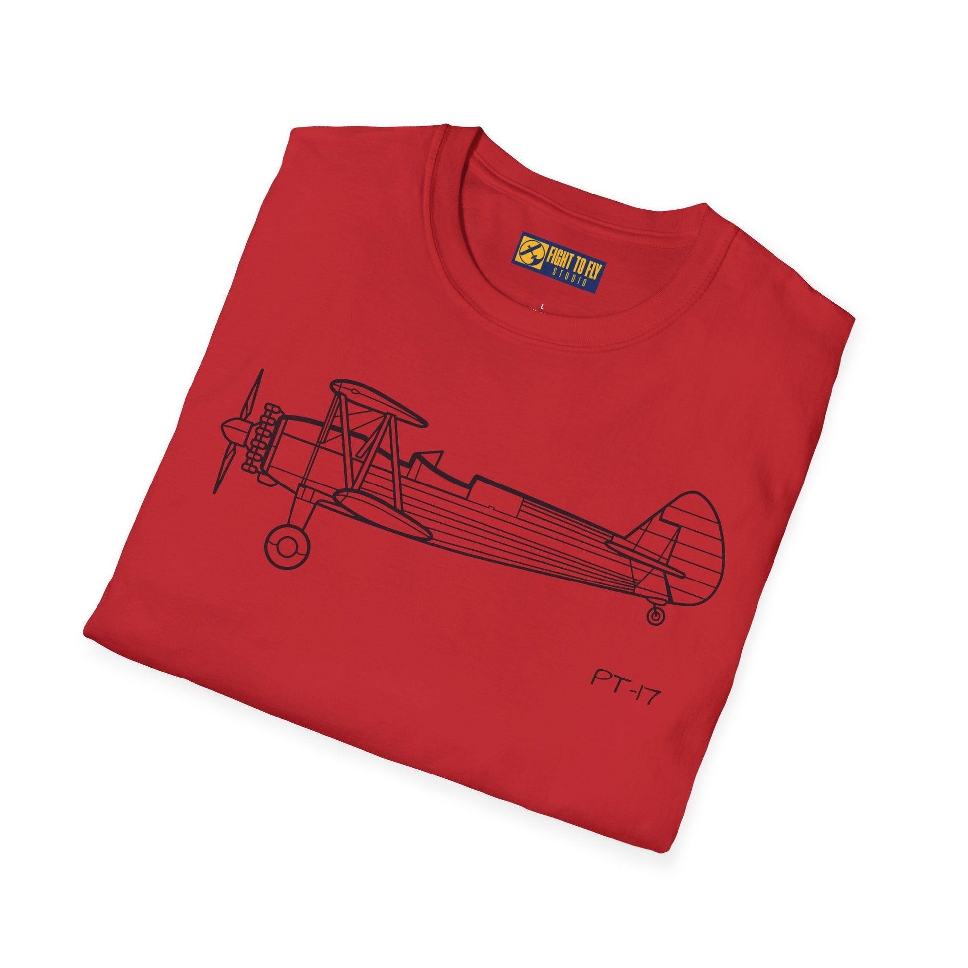 PT-17 Side View T-Shirt – Stearman WWII Trainer Biplane Tee - Pilot gifts - warbird t-shirt