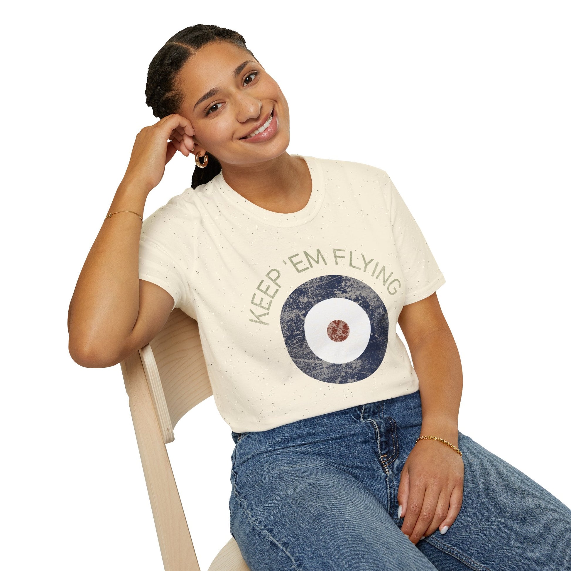 RAF Type A Roundel “Keep ’Em Flying” Heritage T Shirt – Pre WWII Royal Air Force Insignia Pilot gifts warbird t shirt