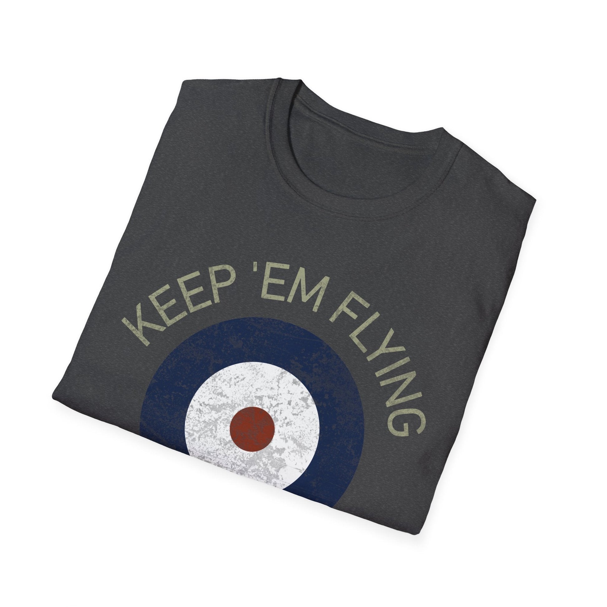RAF Type A Roundel “Keep ’Em Flying” Heritage T Shirt – Pre WWII Royal Air Force Insignia Pilot gifts warbird t shirt