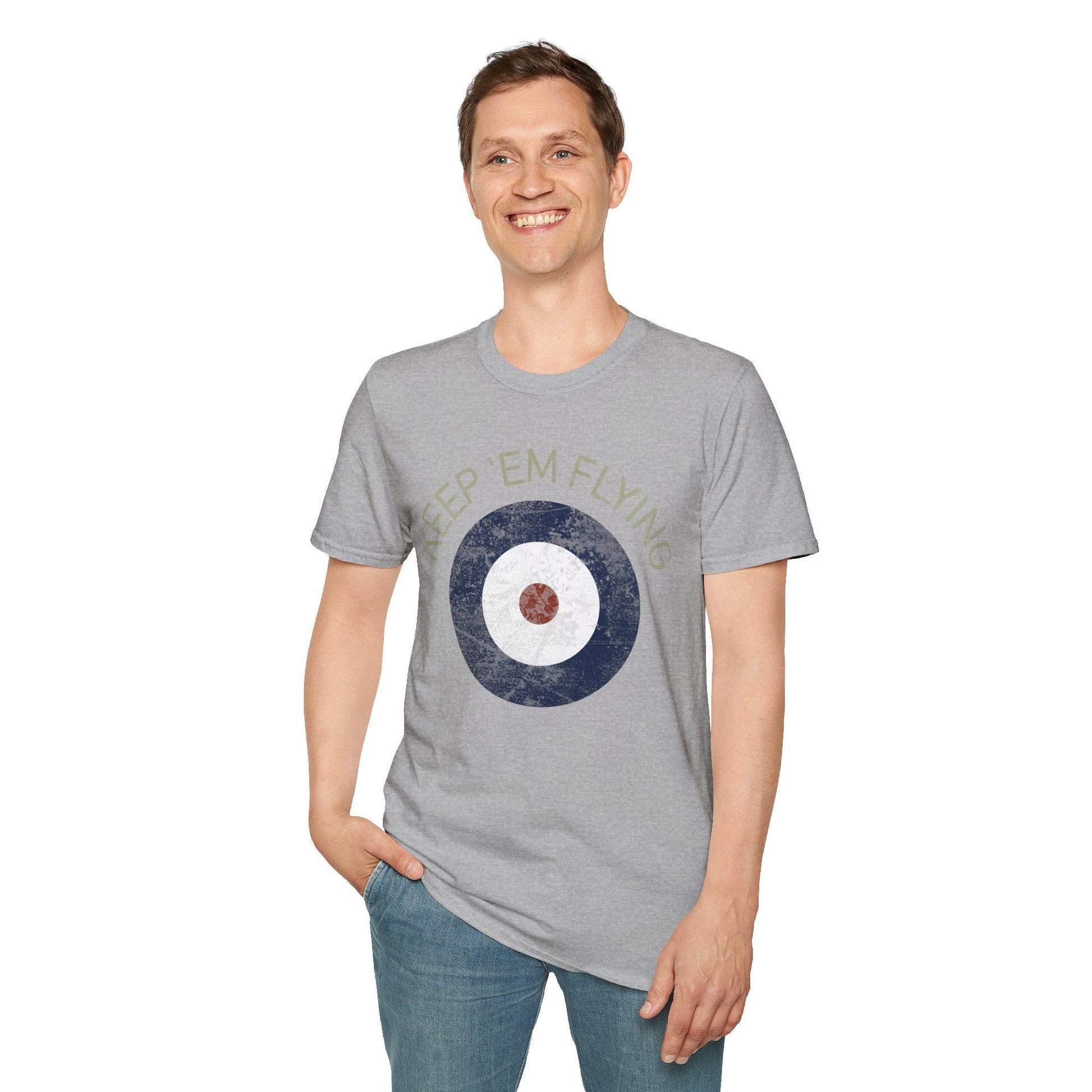 RAF Type A Roundel “Keep ’Em Flying” Heritage T Shirt – Pre WWII Royal Air Force Insignia Pilot gifts warbird t shirt