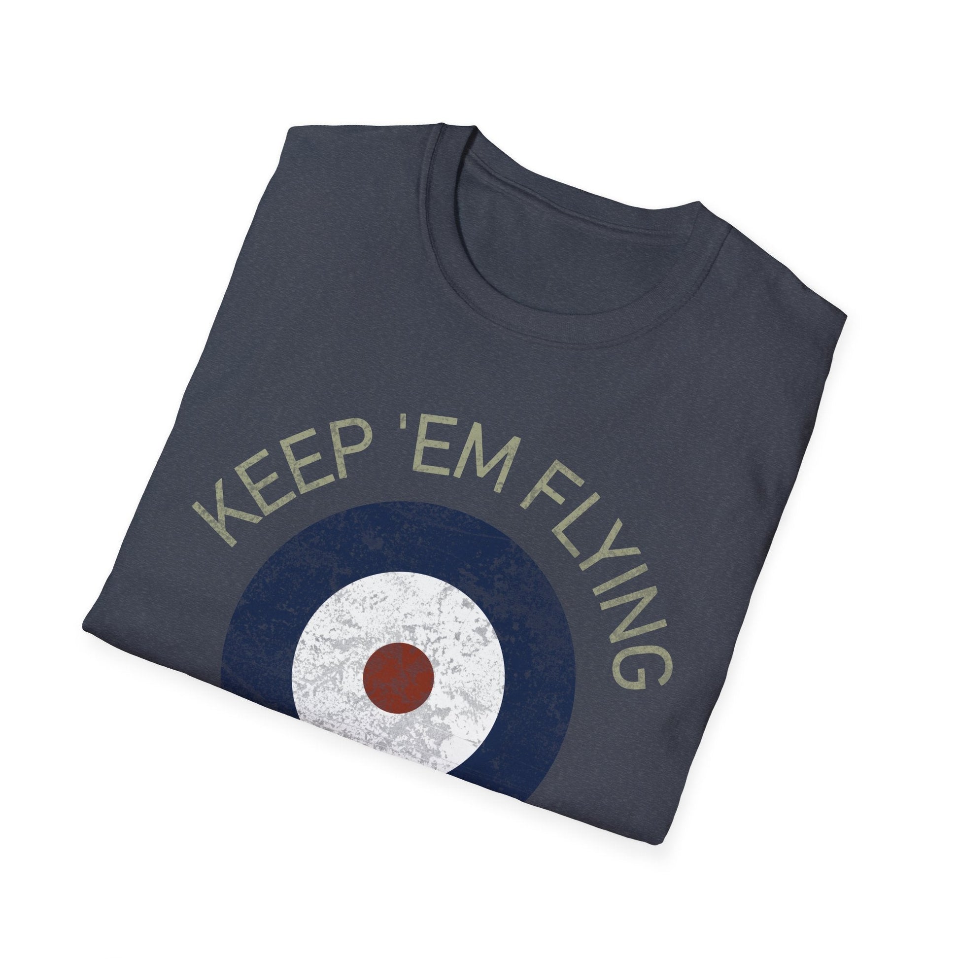 RAF Type A Roundel “Keep ’Em Flying” Heritage T Shirt – Pre WWII Royal Air Force Insignia Pilot gifts warbird t shirt