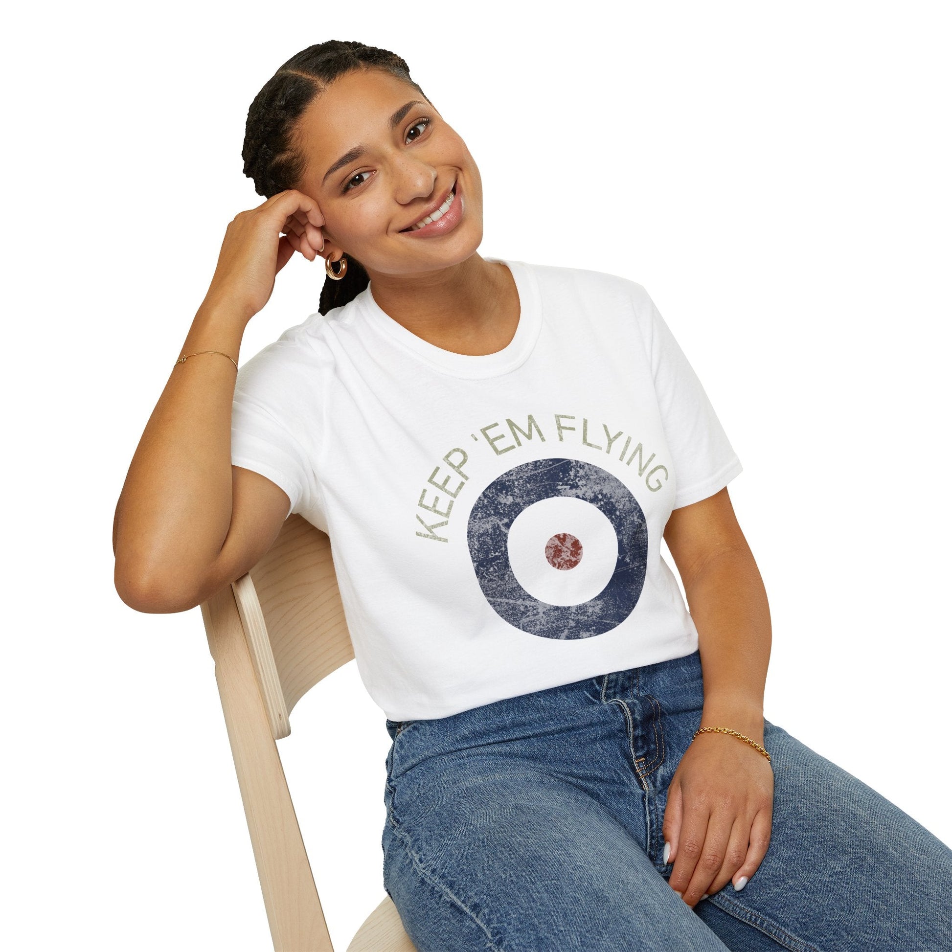 RAF Type A Roundel “Keep ’Em Flying” Heritage T Shirt – Pre WWII Royal Air Force Insignia Pilot gifts warbird t shirt