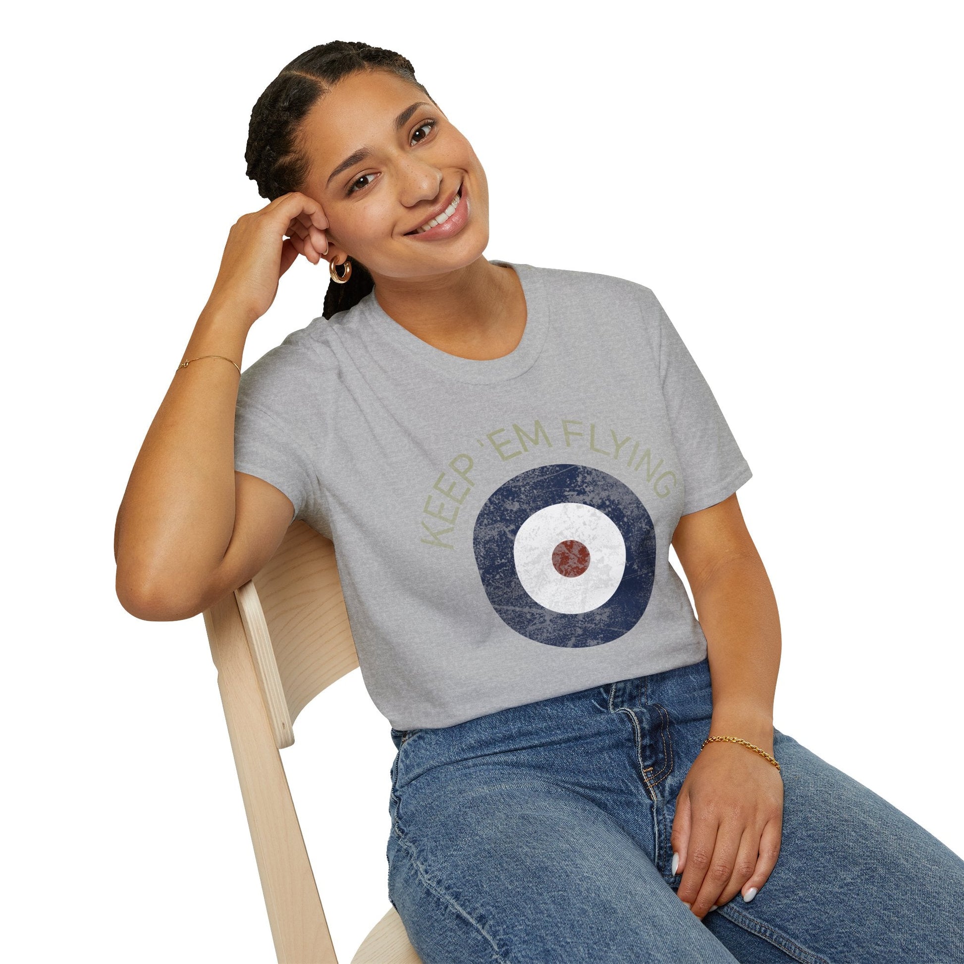 RAF Type A Roundel “Keep ’Em Flying” Heritage T Shirt – Pre WWII Royal Air Force Insignia Pilot gifts warbird t shirt