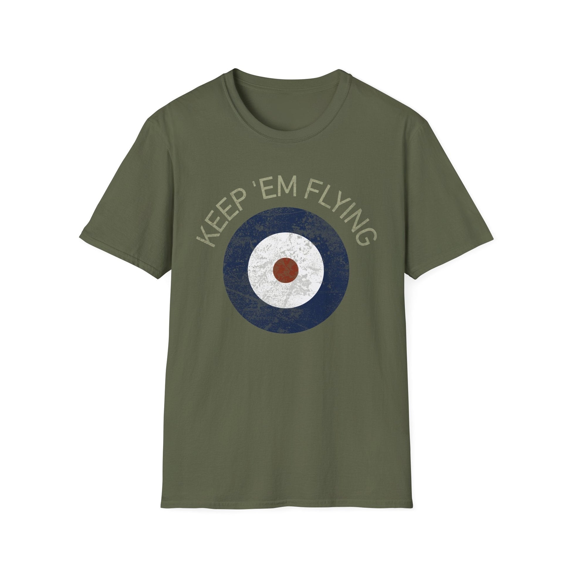 RAF Type A Roundel “Keep ’Em Flying” Heritage T Shirt – Pre WWII Royal Air Force Insignia Pilot gifts warbird t shirt