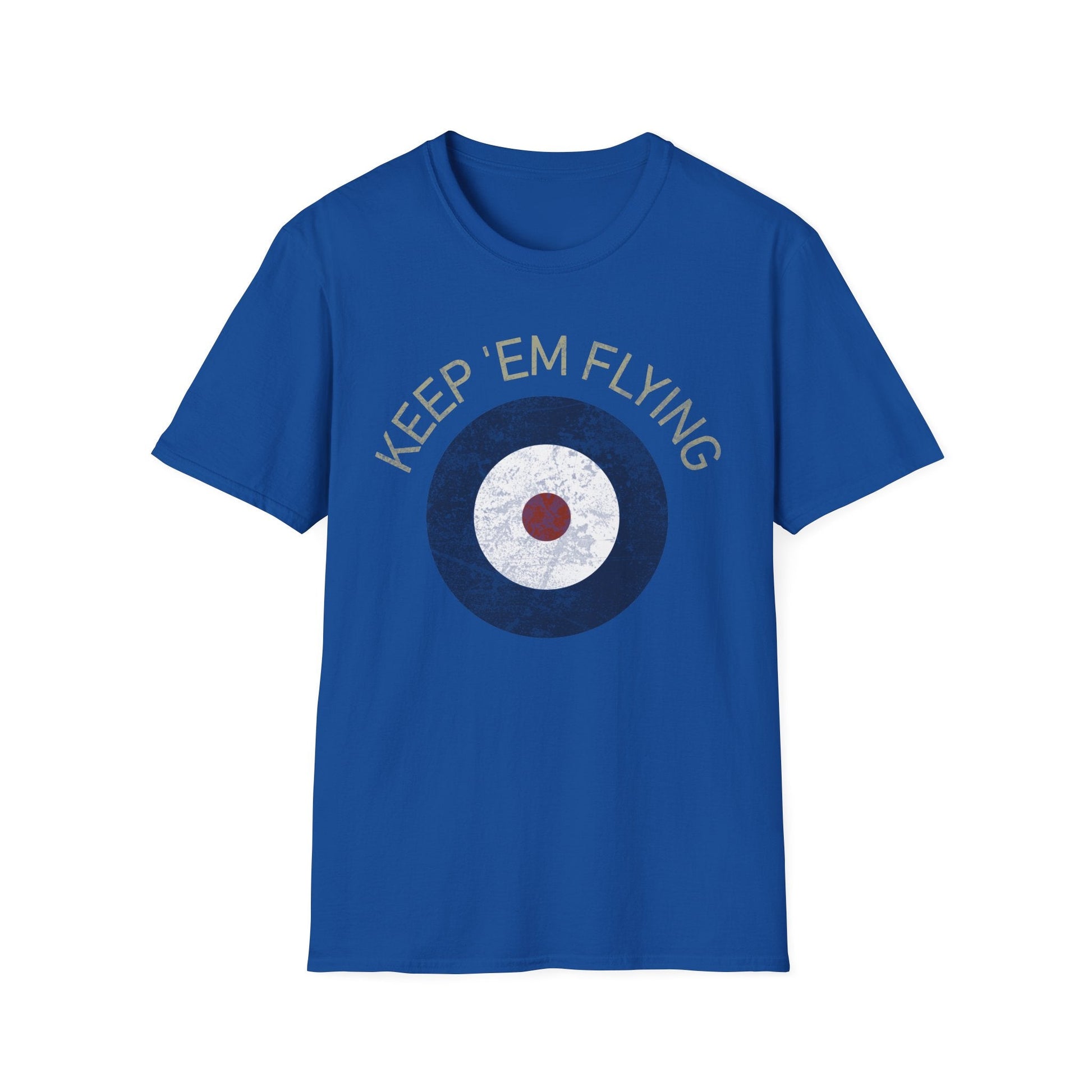 RAF Type A Roundel “Keep ’Em Flying” Heritage T Shirt – Pre WWII Royal Air Force Insignia Pilot gifts warbird t shirt