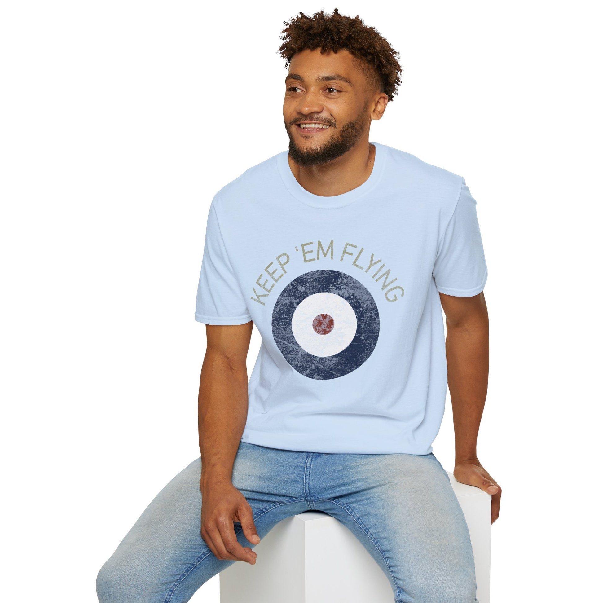 RAF Type A Roundel “Keep ’Em Flying” Heritage T Shirt – Pre WWII Royal Air Force Insignia Pilot gifts warbird t shirt