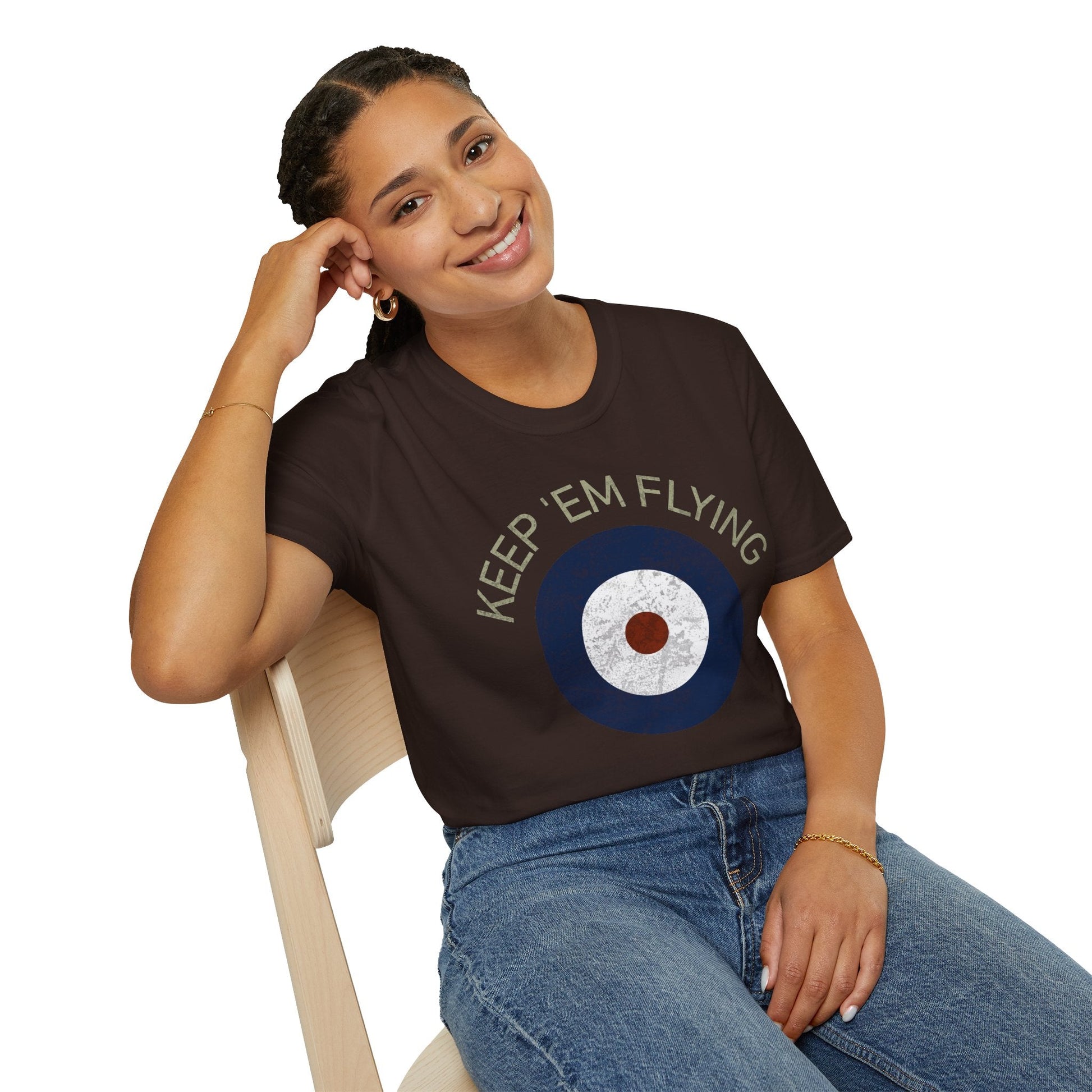 RAF Type A Roundel “Keep ’Em Flying” Heritage T Shirt – Pre WWII Royal Air Force Insignia Pilot gifts warbird t shirt