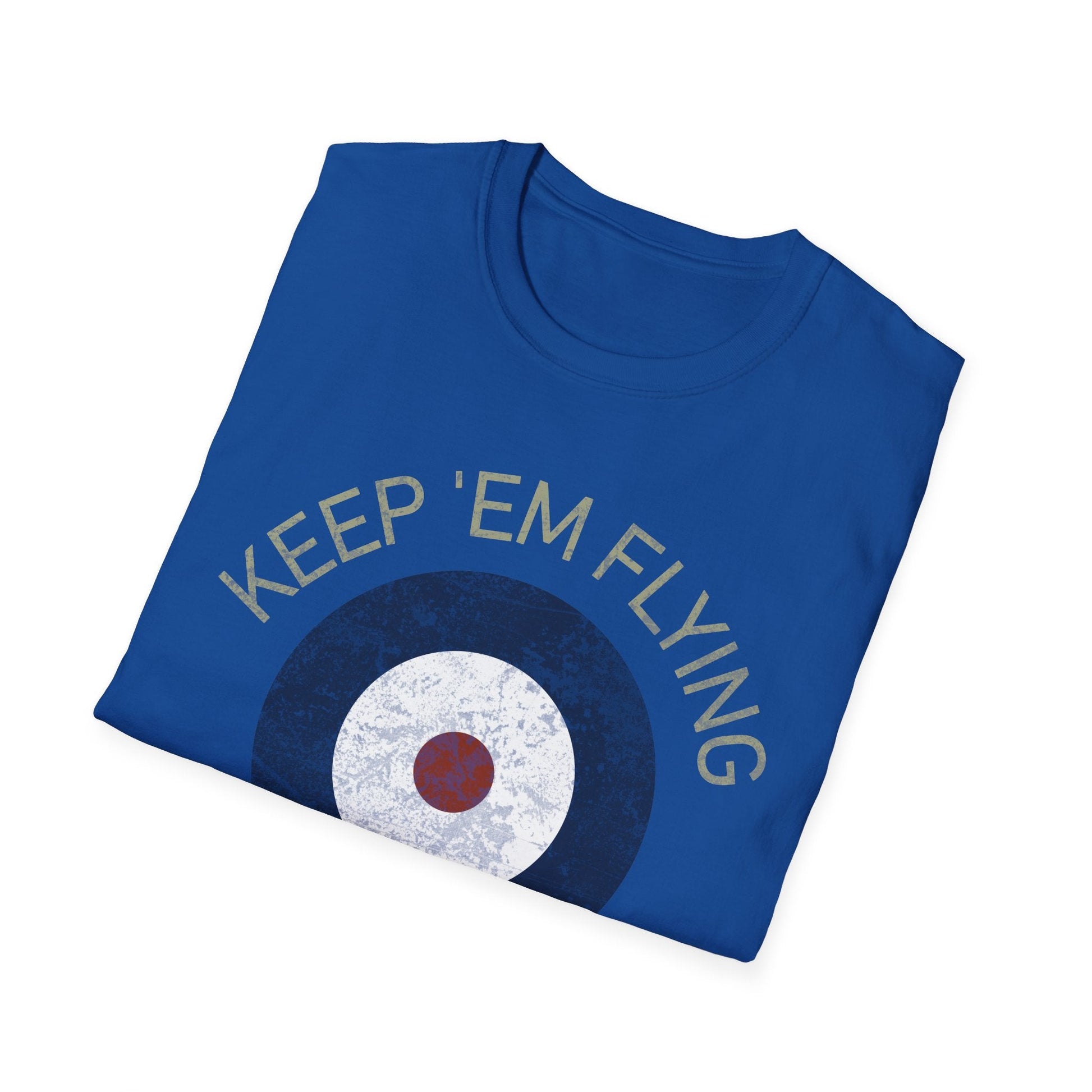 RAF Type A Roundel “Keep ’Em Flying” Heritage T Shirt – Pre WWII Royal Air Force Insignia Pilot gifts warbird t shirt