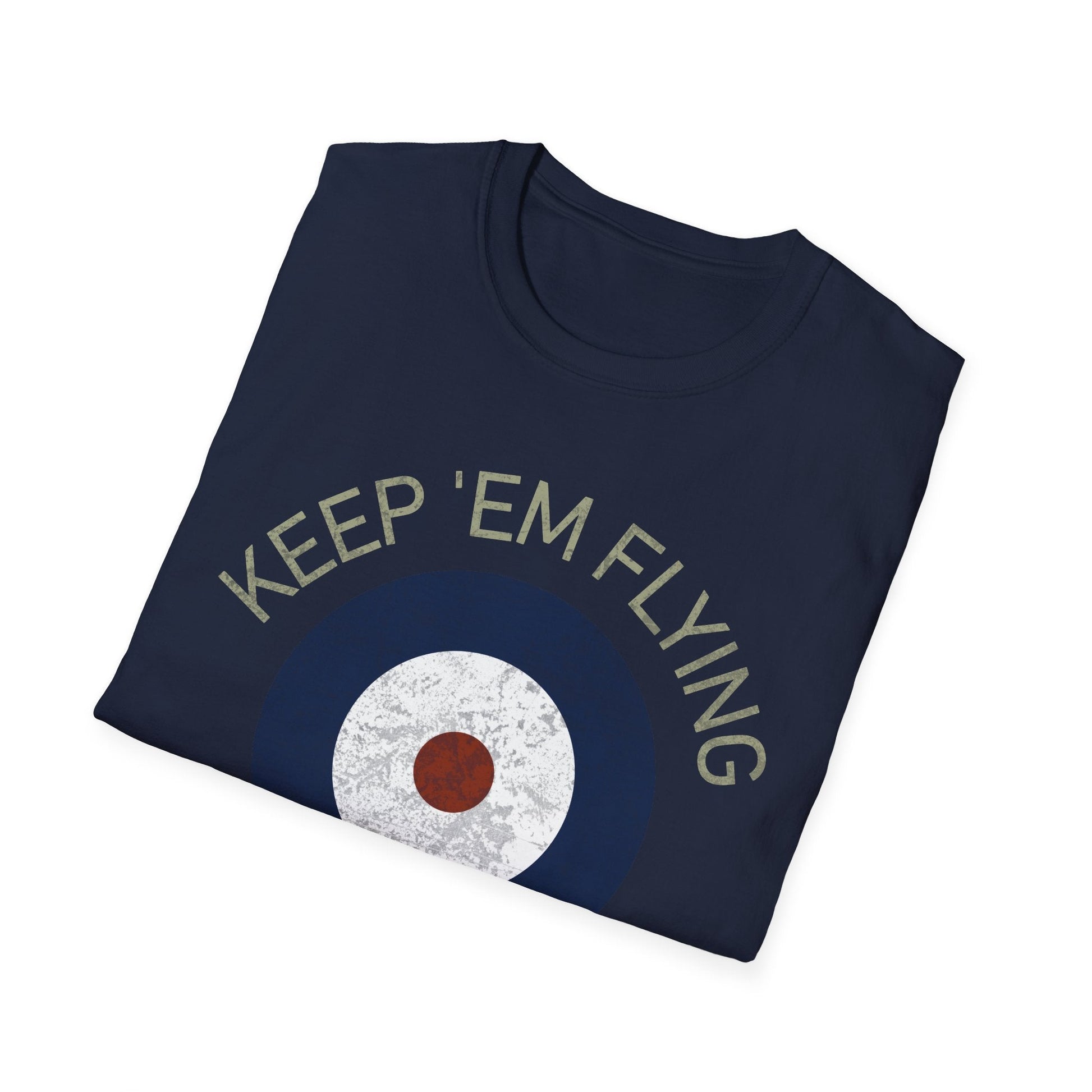 RAF Type A Roundel “Keep ’Em Flying” Heritage T Shirt – Pre WWII Royal Air Force Insignia Pilot gifts warbird t shirt
