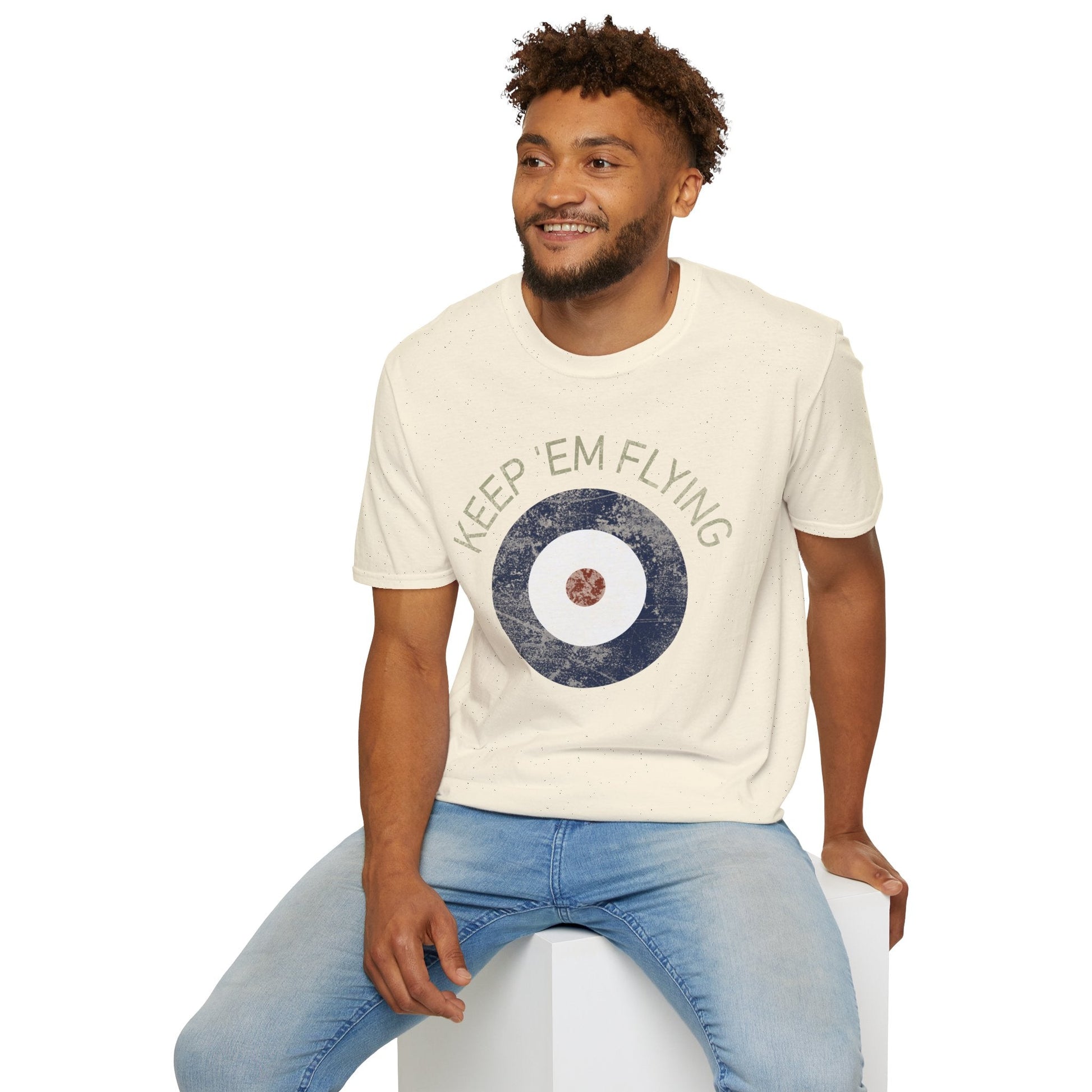 RAF Type A Roundel “Keep ’Em Flying” Heritage T Shirt – Pre WWII Royal Air Force Insignia Pilot gifts warbird t shirt