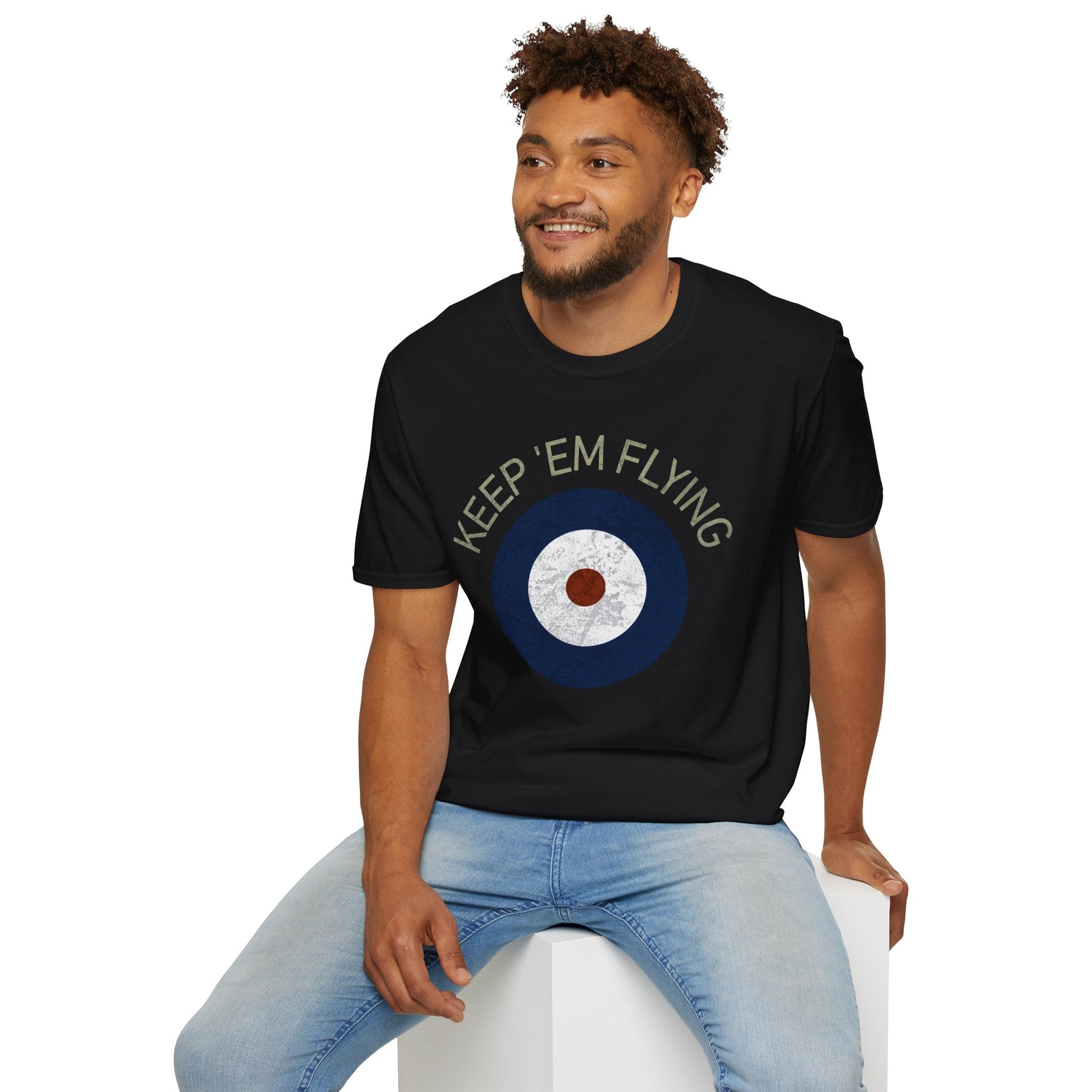 RAF Type A Roundel “Keep ’Em Flying” Heritage T Shirt – Pre WWII Royal Air Force Insignia Pilot gifts warbird t shirt