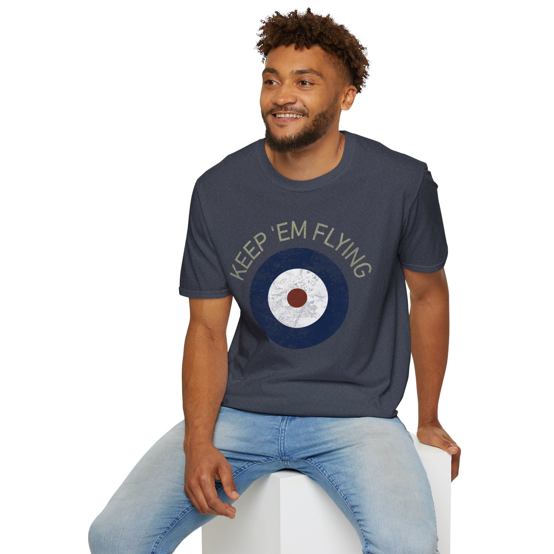 RAF Type A Roundel “Keep ’Em Flying” Heritage T Shirt – Pre WWII Royal Air Force Insignia Pilot gifts warbird t shirt