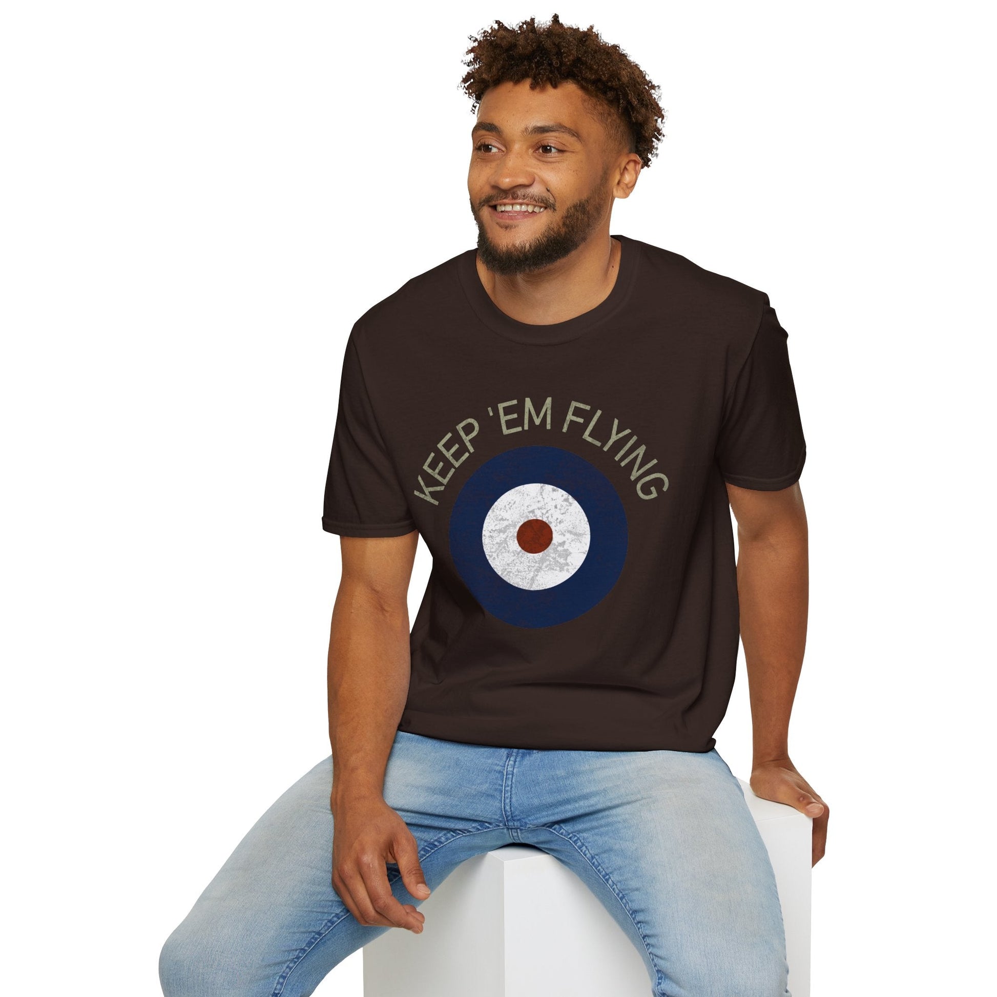RAF Type A Roundel “Keep ’Em Flying” Heritage T Shirt – Pre WWII Royal Air Force Insignia Pilot gifts warbird t shirt