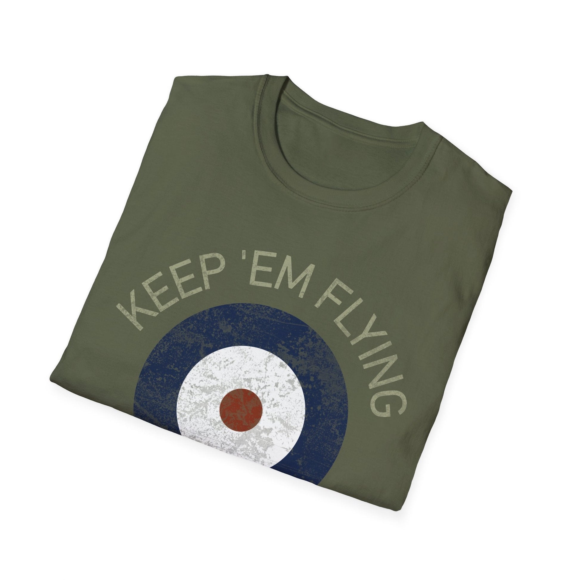 RAF Type A Roundel “Keep ’Em Flying” Heritage T Shirt – Pre WWII Royal Air Force Insignia Pilot gifts warbird t shirt