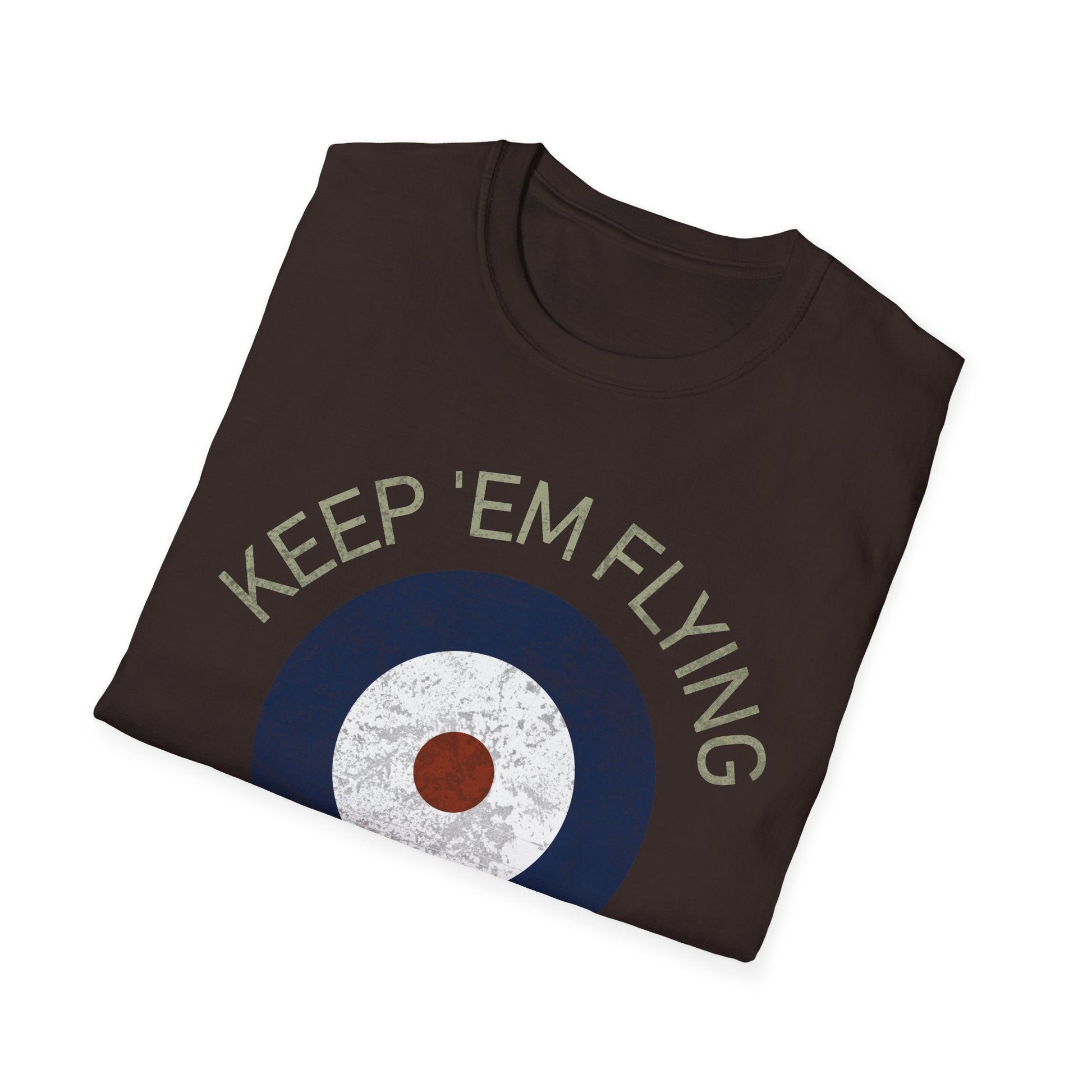 RAF Type A Roundel “Keep ’Em Flying” Heritage T Shirt – Pre WWII Royal Air Force Insignia Pilot gifts warbird t shirt