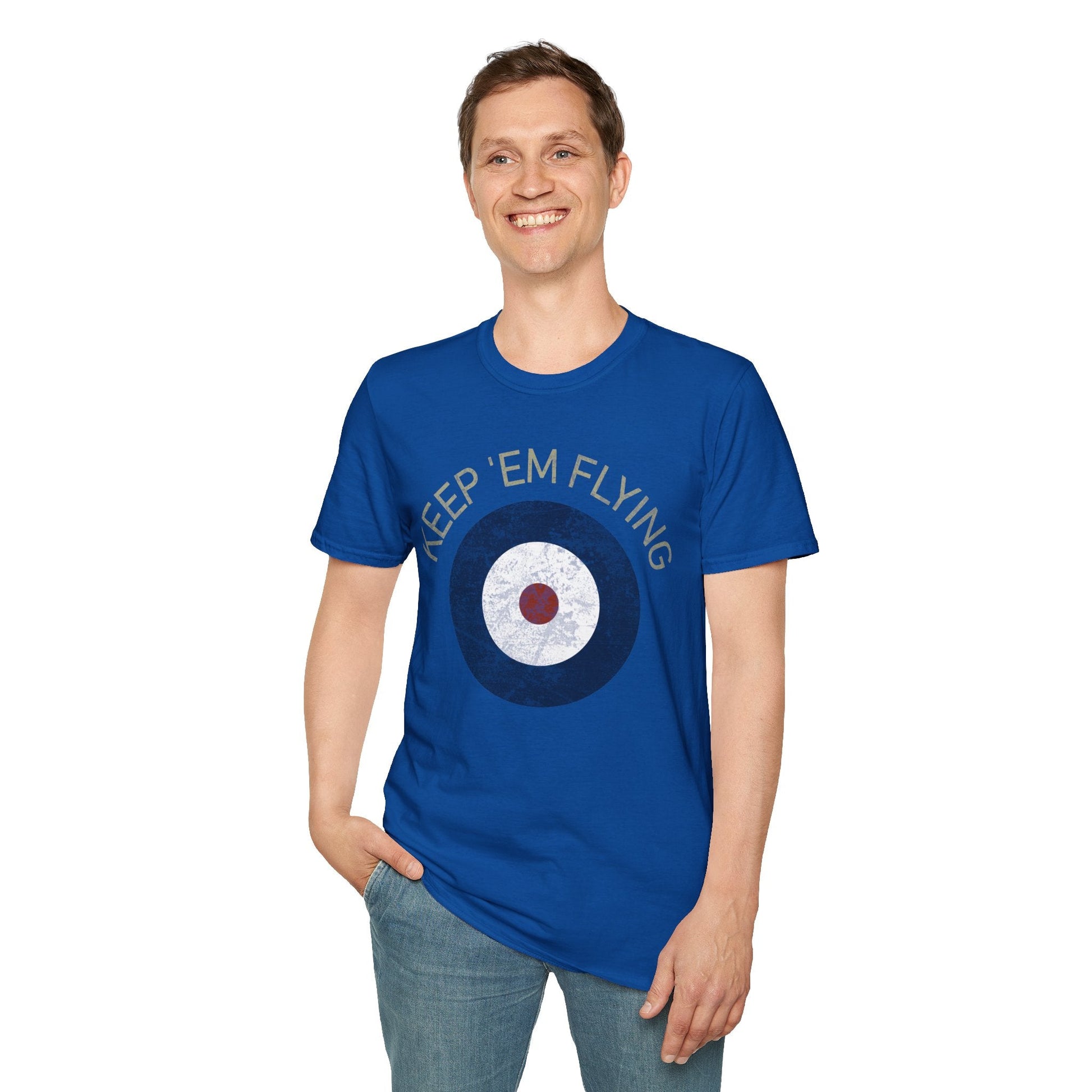 RAF Type A Roundel “Keep ’Em Flying” Heritage T Shirt – Pre WWII Royal Air Force Insignia Pilot gifts warbird t shirt