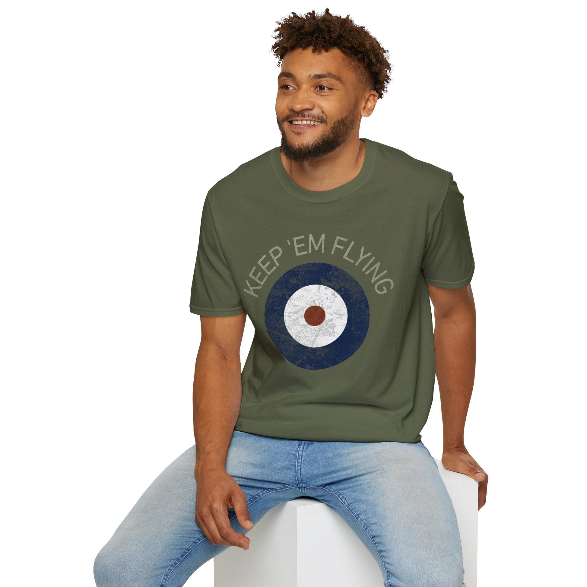 RAF Type A Roundel “Keep ’Em Flying” Heritage T Shirt – Pre WWII Royal Air Force Insignia Pilot gifts warbird t shirt