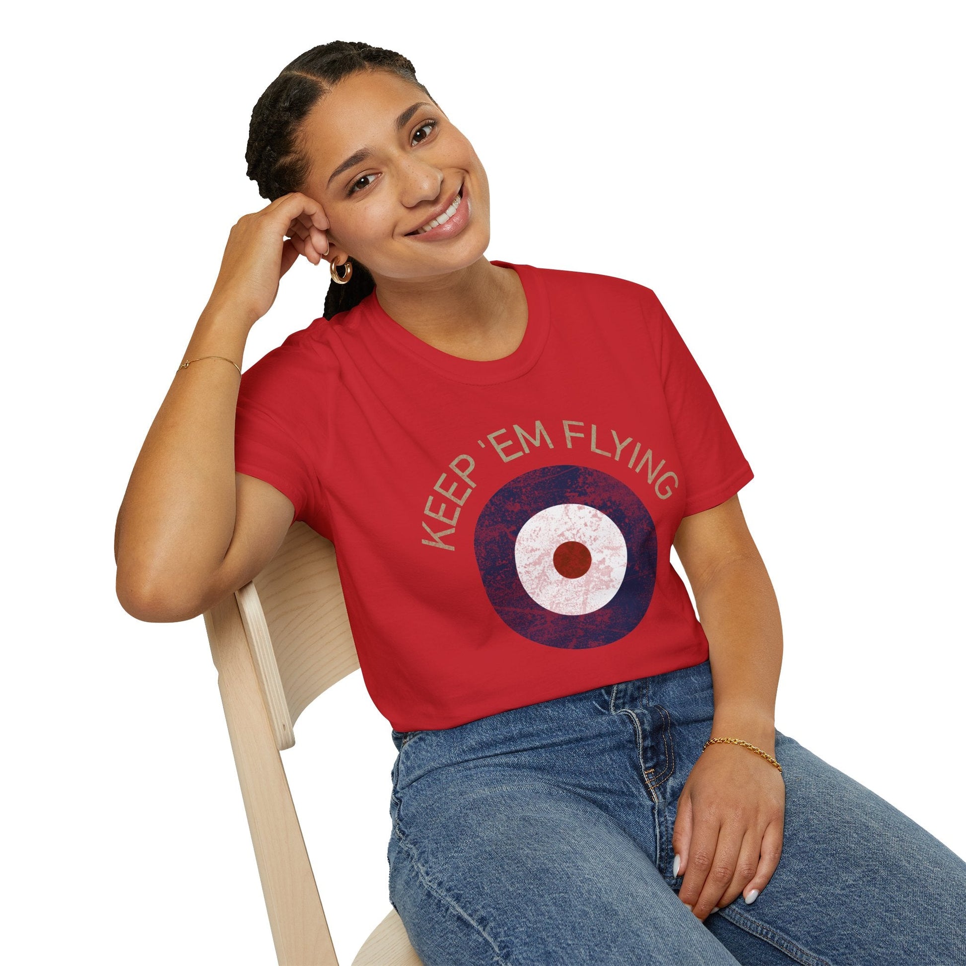 RAF Type A Roundel “Keep ’Em Flying” Heritage T Shirt – Pre WWII Royal Air Force Insignia Pilot gifts warbird t shirt
