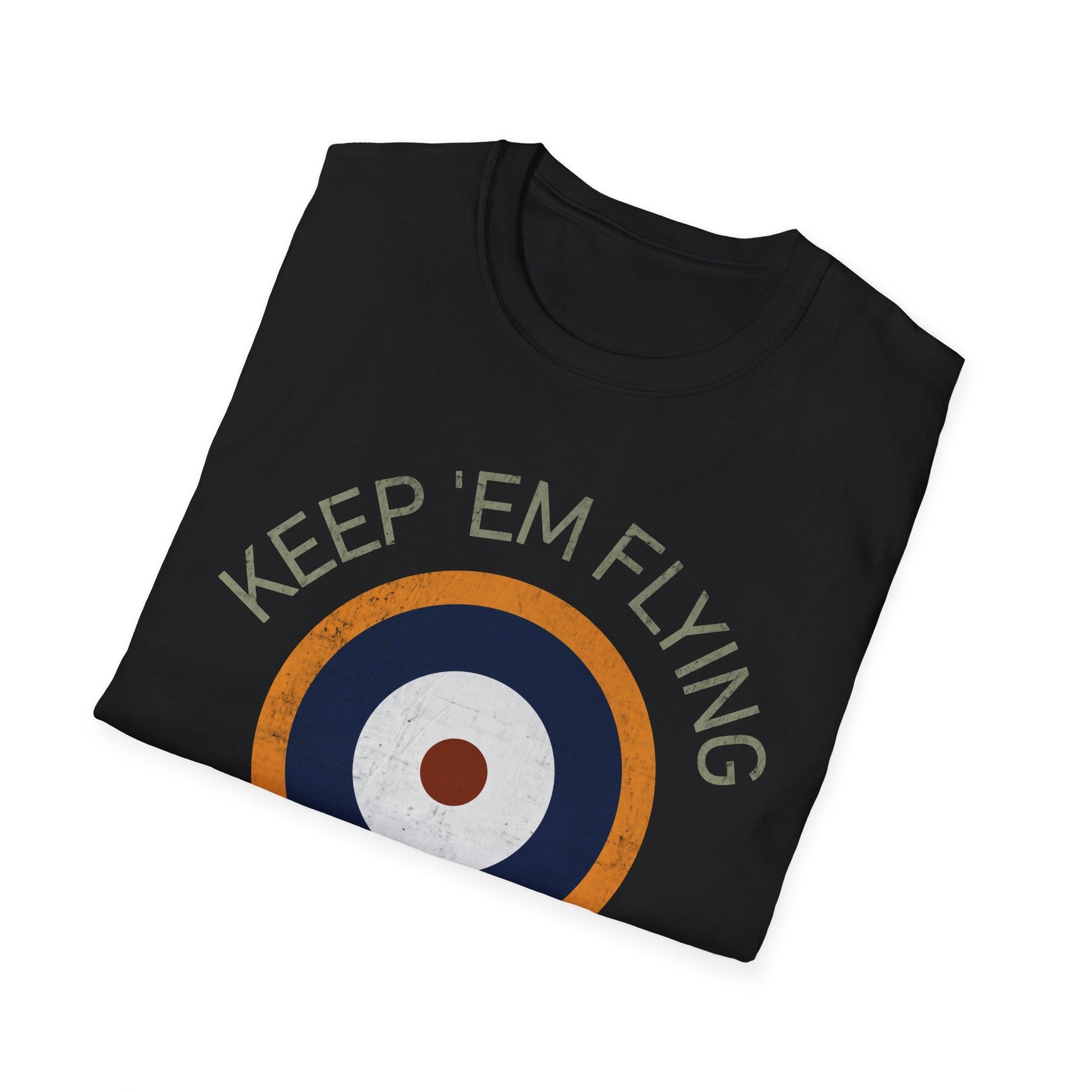 RAF Type A2 Roundel “Keep ’Em Flying” WWII Heritage T Shirt – Royal Air Force Insignia Pilot gifts warbird t shirt