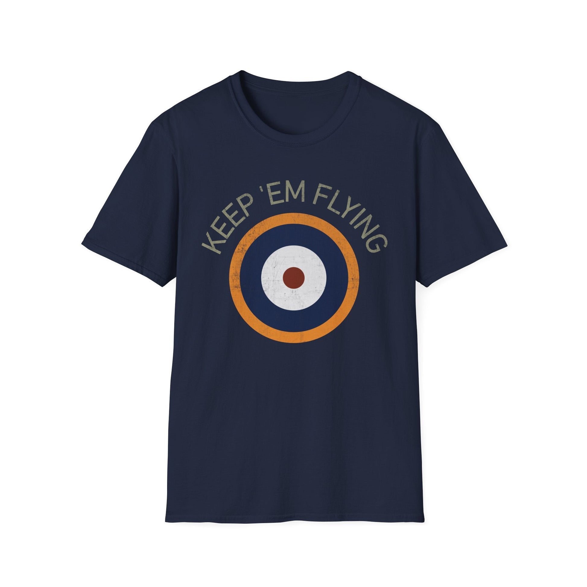 RAF Type A2 Roundel “Keep ’Em Flying” WWII Heritage T Shirt – Royal Air Force Insignia Pilot gifts warbird t shirt