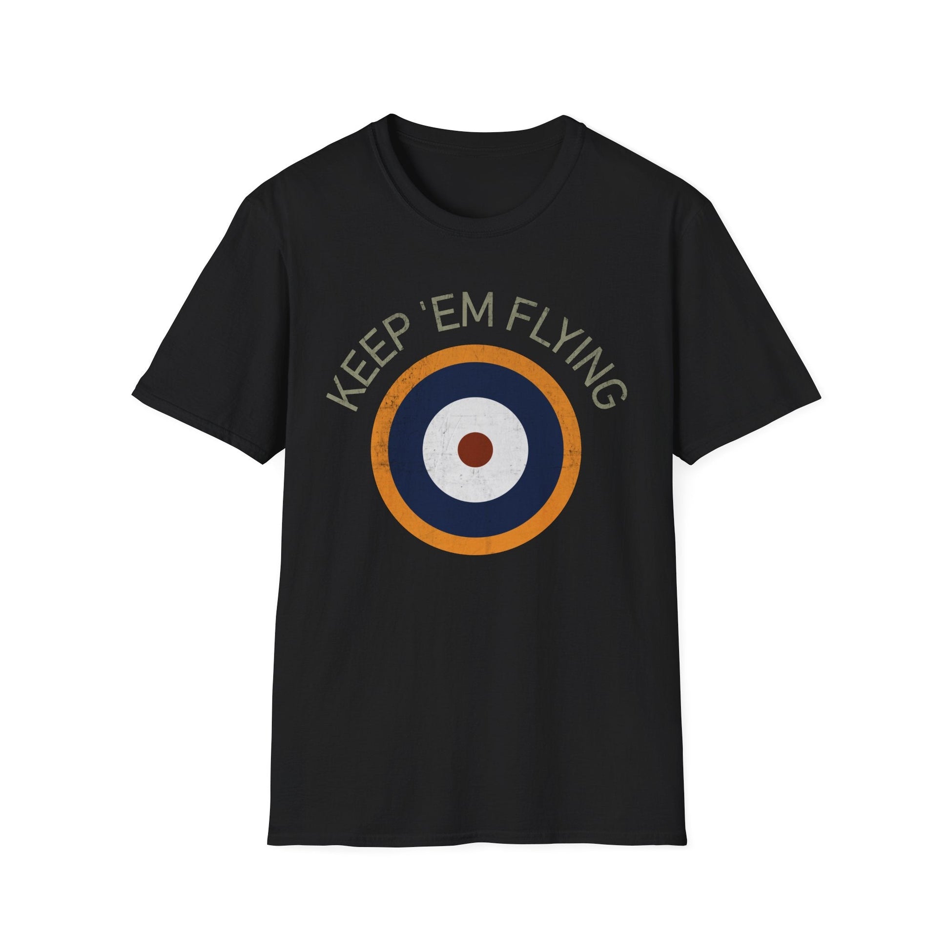 RAF Type A2 Roundel “Keep ’Em Flying” WWII Heritage T Shirt – Royal Air Force Insignia Pilot gifts warbird t shirt