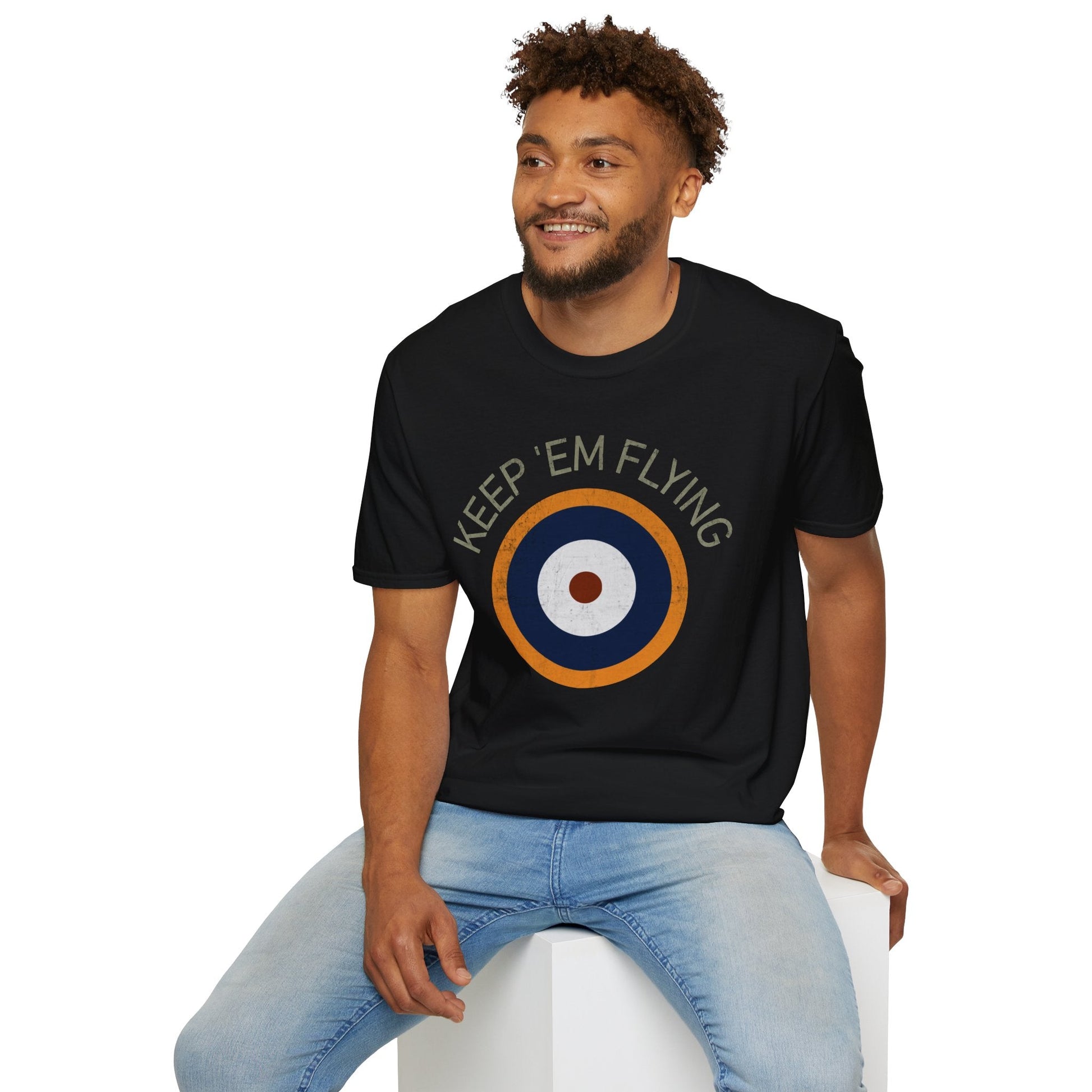 RAF Type A2 Roundel “Keep ’Em Flying” WWII Heritage T Shirt – Royal Air Force Insignia Pilot gifts warbird t shirt