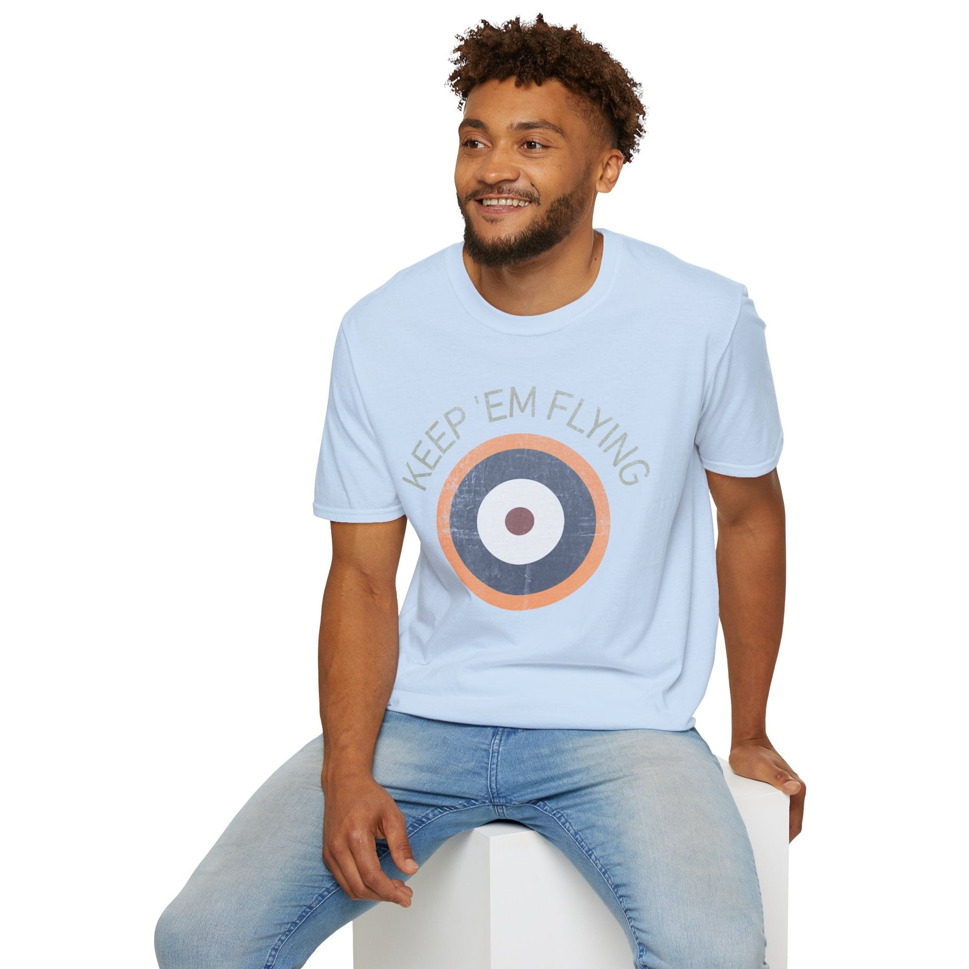RAF Type A2 Roundel “Keep ’Em Flying” WWII Heritage T Shirt – Royal Air Force Insignia Pilot gifts warbird t shirt