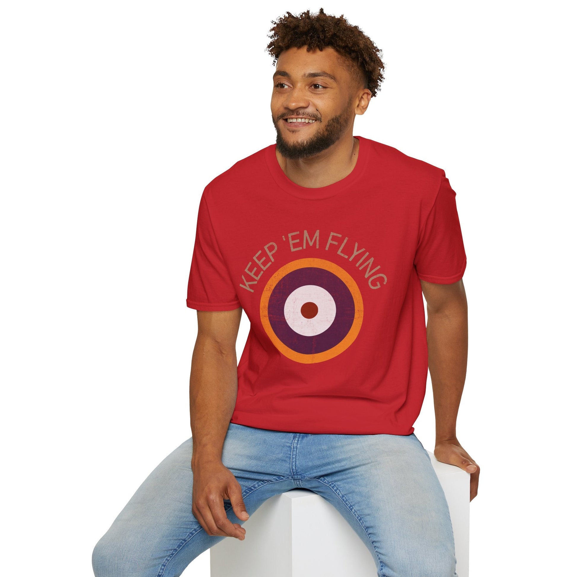 RAF Type A2 Roundel “Keep ’Em Flying” WWII Heritage T Shirt – Royal Air Force Insignia Pilot gifts warbird t shirt