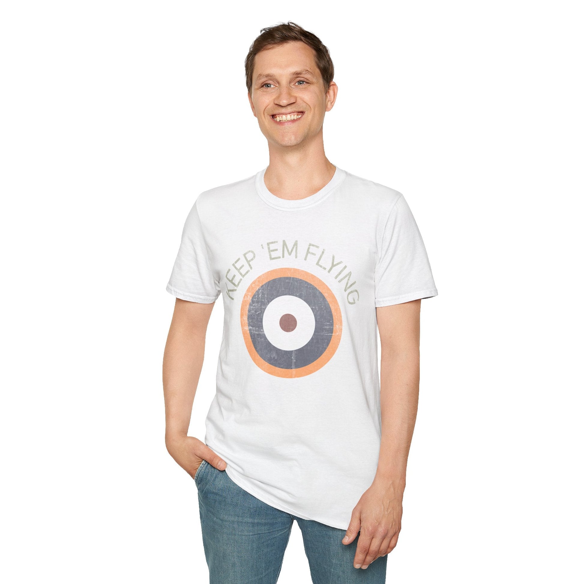RAF Type A2 Roundel “Keep ’Em Flying” WWII Heritage T Shirt – Royal Air Force Insignia Pilot gifts warbird t shirt