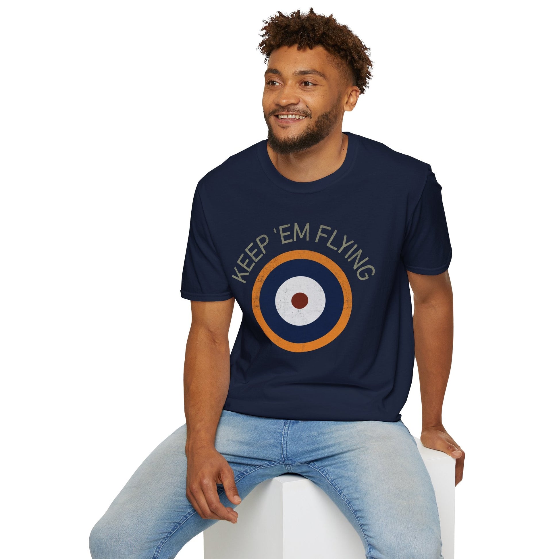 RAF Type A2 Roundel “Keep ’Em Flying” WWII Heritage T Shirt – Royal Air Force Insignia Pilot gifts warbird t shirt