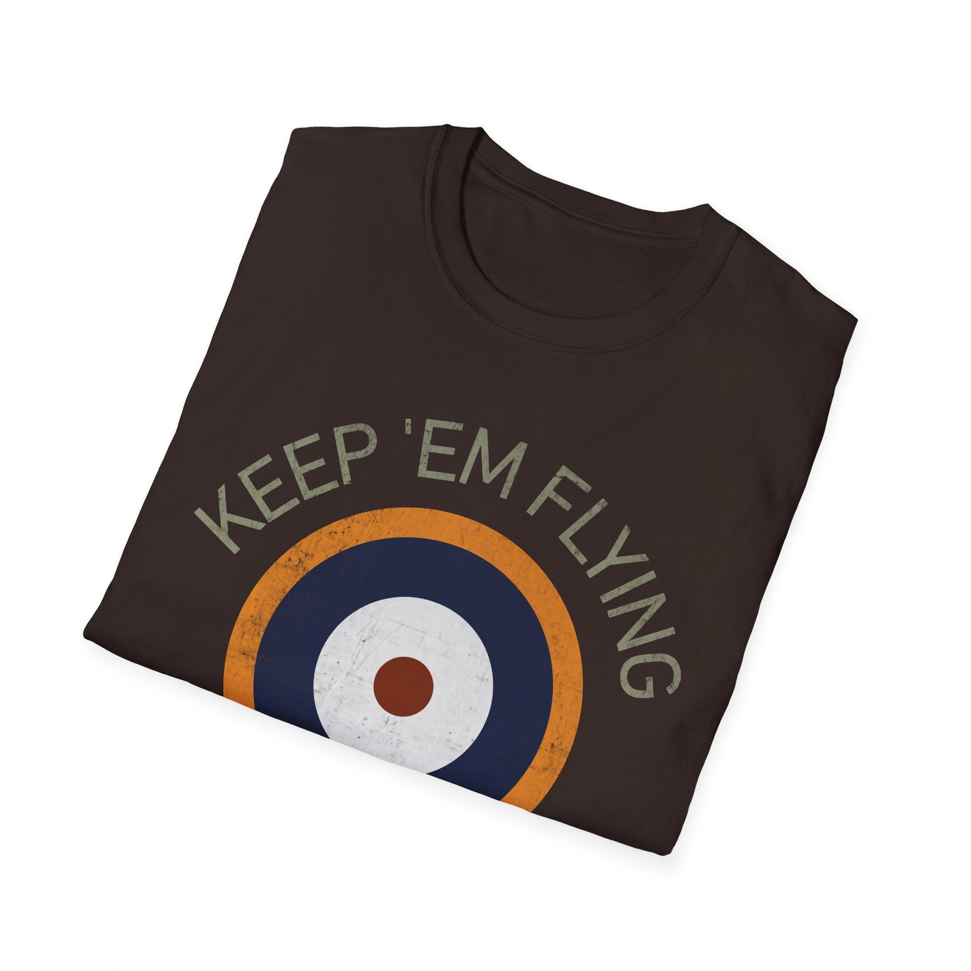 RAF Type A2 Roundel “Keep ’Em Flying” WWII Heritage T Shirt – Royal Air Force Insignia Pilot gifts warbird t shirt