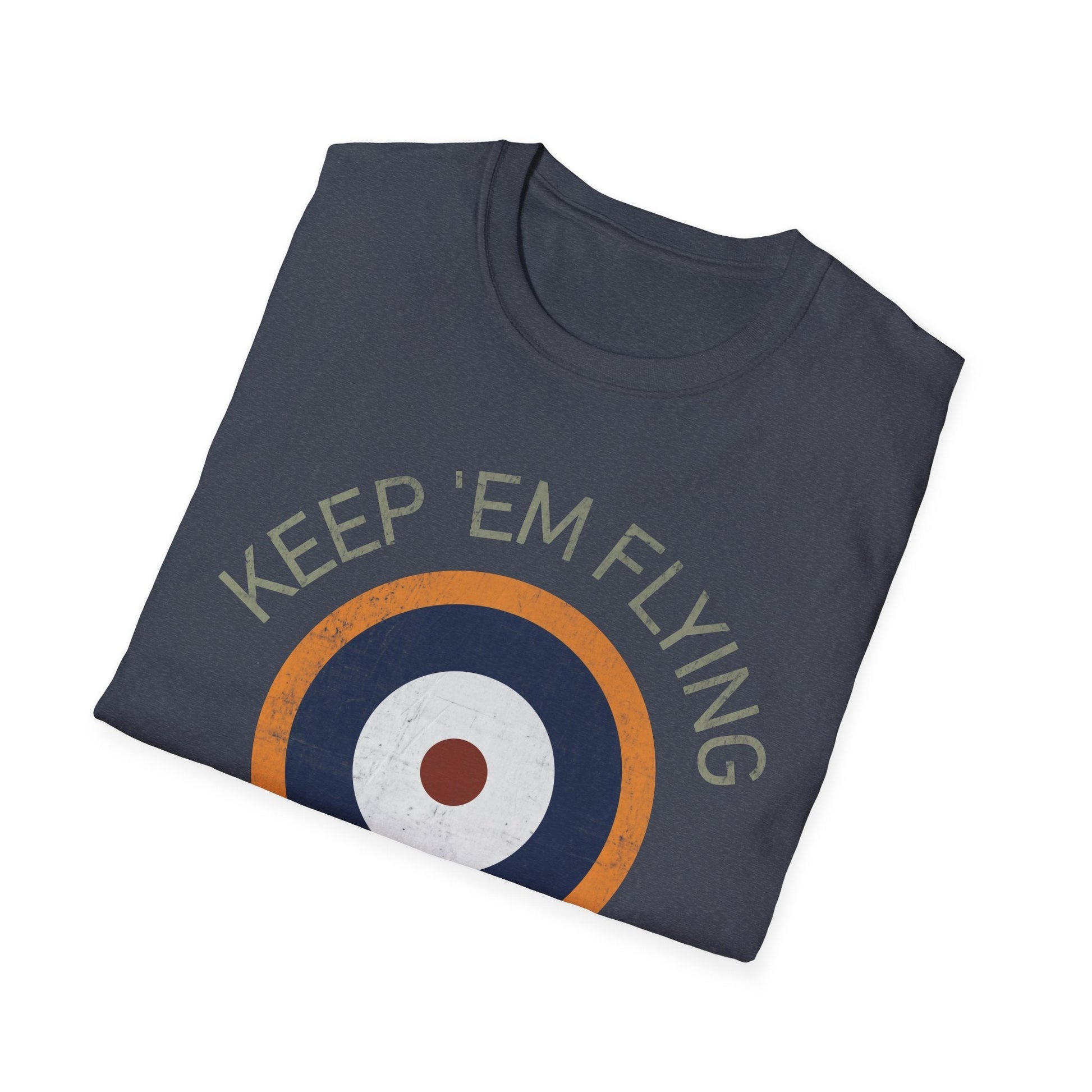 RAF Type A2 Roundel “Keep ’Em Flying” WWII Heritage T Shirt – Royal Air Force Insignia Pilot gifts warbird t shirt