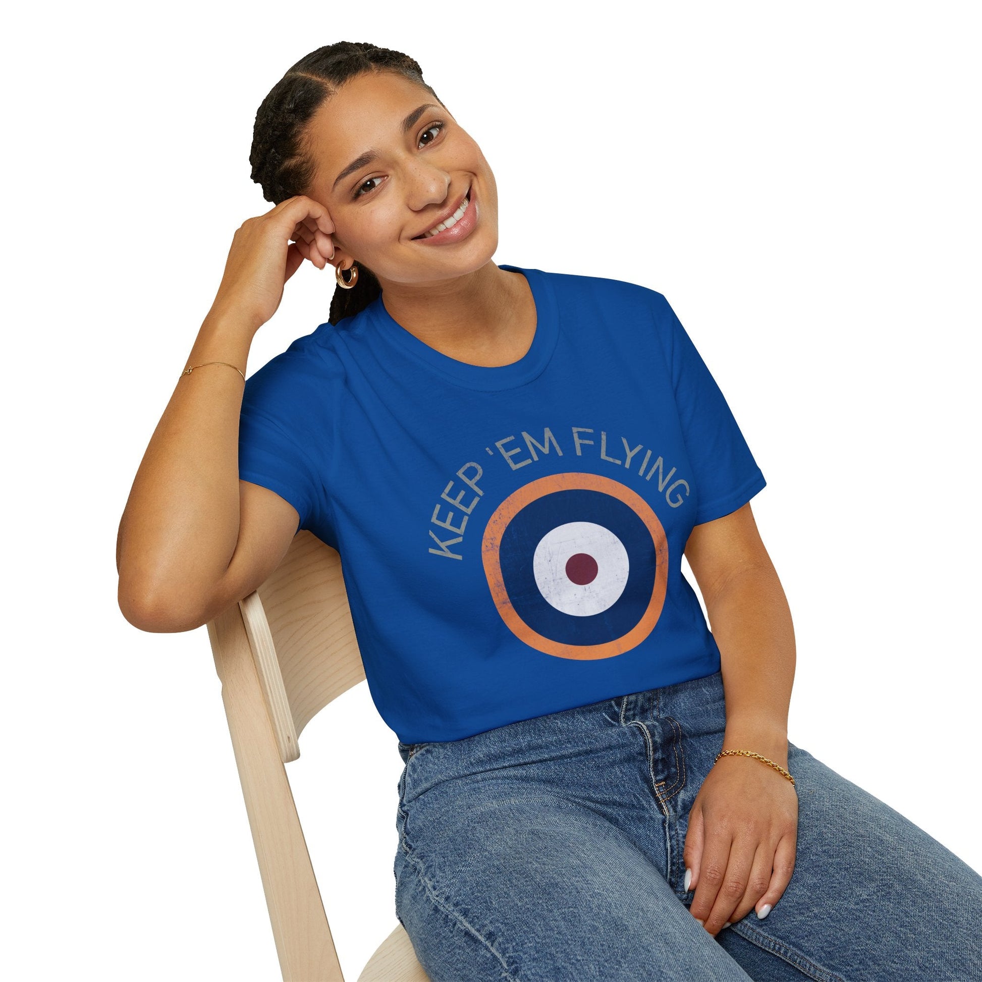 RAF Type A2 Roundel “Keep ’Em Flying” WWII Heritage T Shirt – Royal Air Force Insignia Pilot gifts warbird t shirt