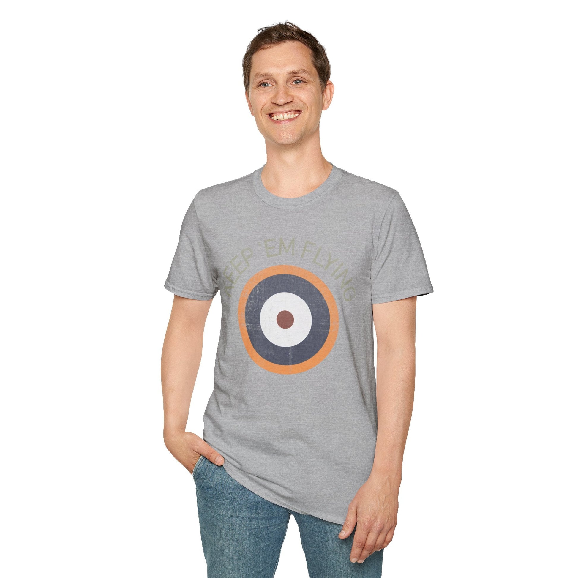 RAF Type A2 Roundel “Keep ’Em Flying” WWII Heritage T Shirt – Royal Air Force Insignia Pilot gifts warbird t shirt