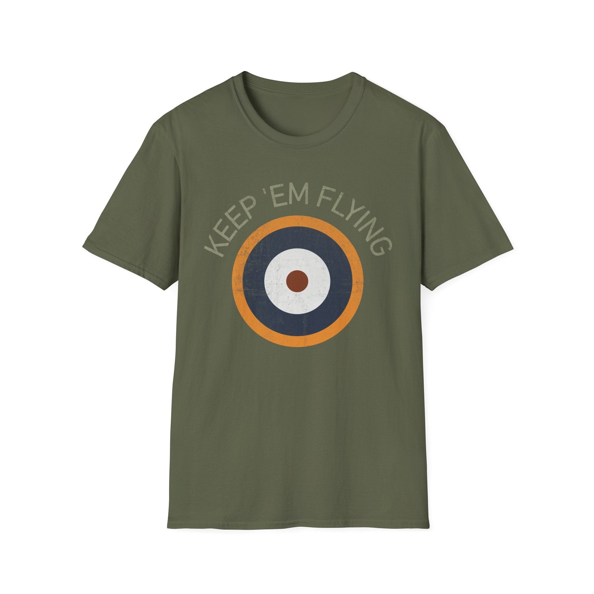RAF Type A2 Roundel “Keep ’Em Flying” WWII Heritage T Shirt – Royal Air Force Insignia Pilot gifts warbird t shirt