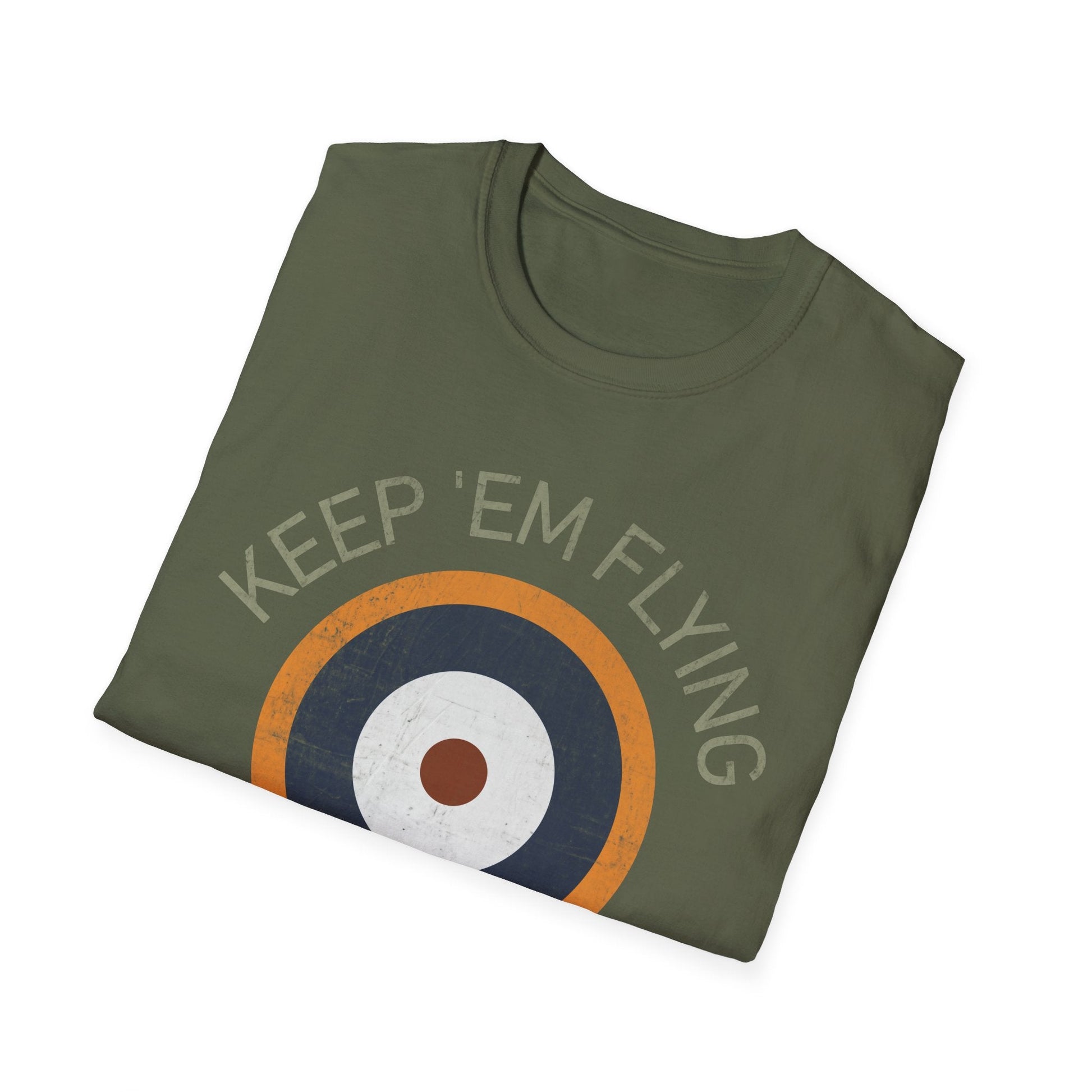 RAF Type A2 Roundel “Keep ’Em Flying” WWII Heritage T Shirt – Royal Air Force Insignia Pilot gifts warbird t shirt