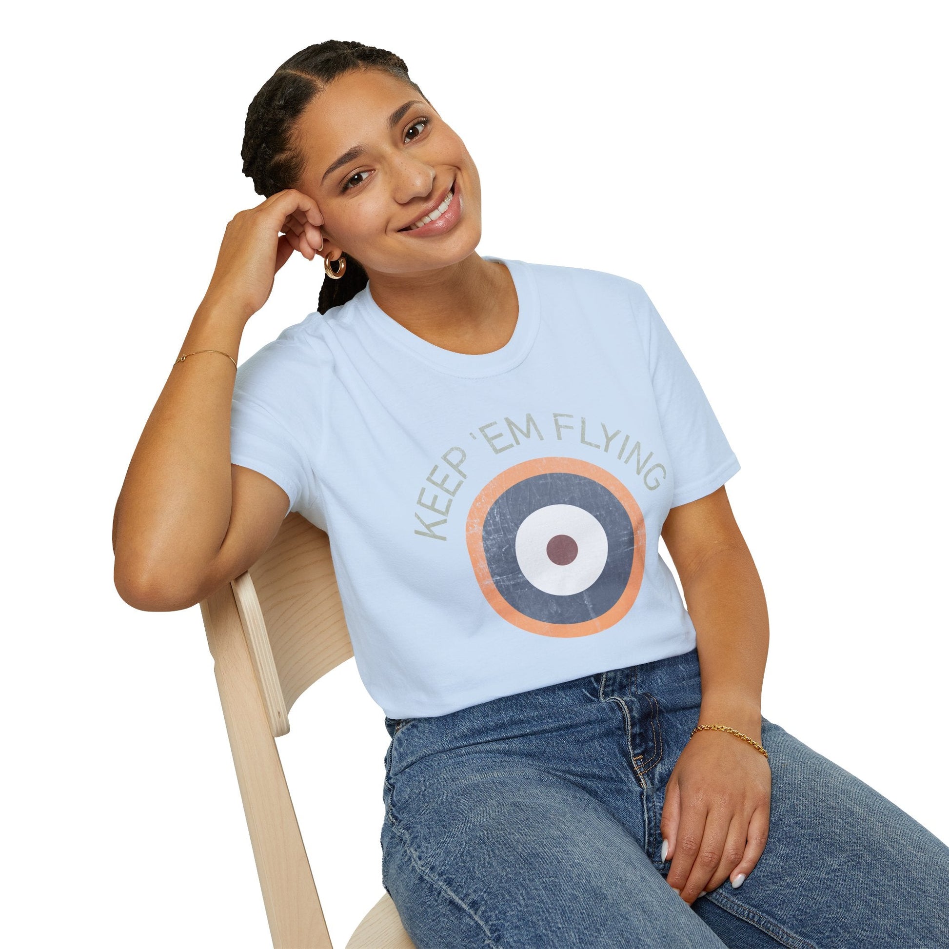 RAF Type A2 Roundel “Keep ’Em Flying” WWII Heritage T Shirt – Royal Air Force Insignia Pilot gifts warbird t shirt