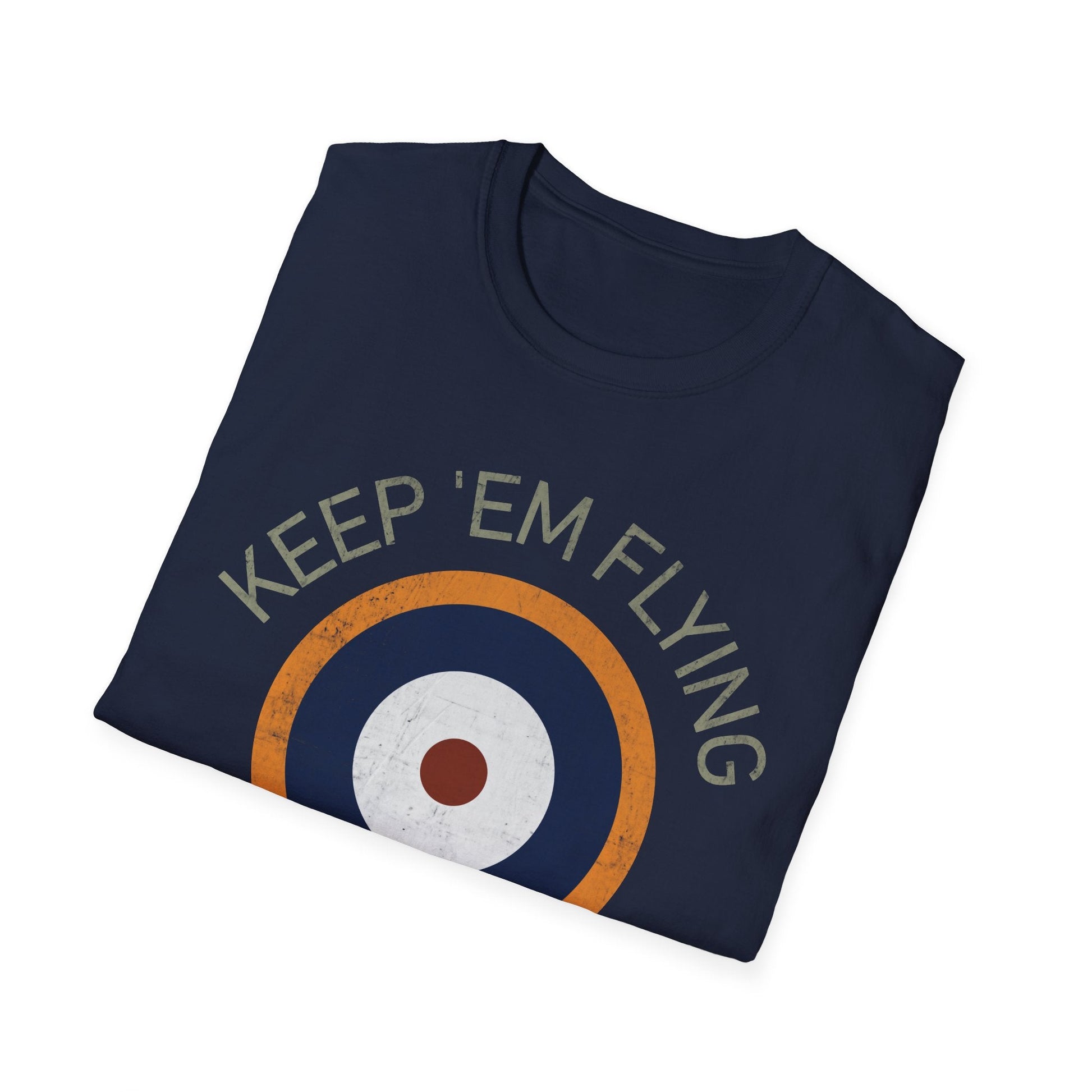 RAF Type A2 Roundel “Keep ’Em Flying” WWII Heritage T Shirt – Royal Air Force Insignia Pilot gifts warbird t shirt