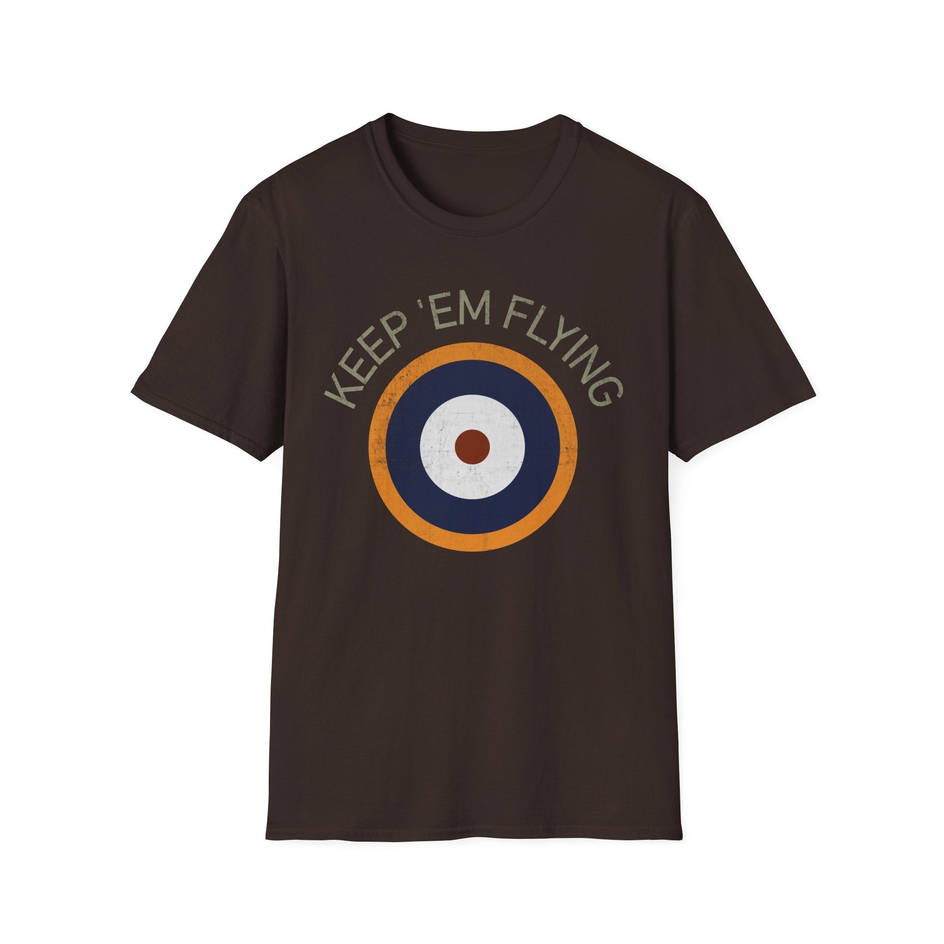 RAF Type A2 Roundel “Keep ’Em Flying” WWII Heritage T Shirt – Royal Air Force Insignia Pilot gifts warbird t shirt